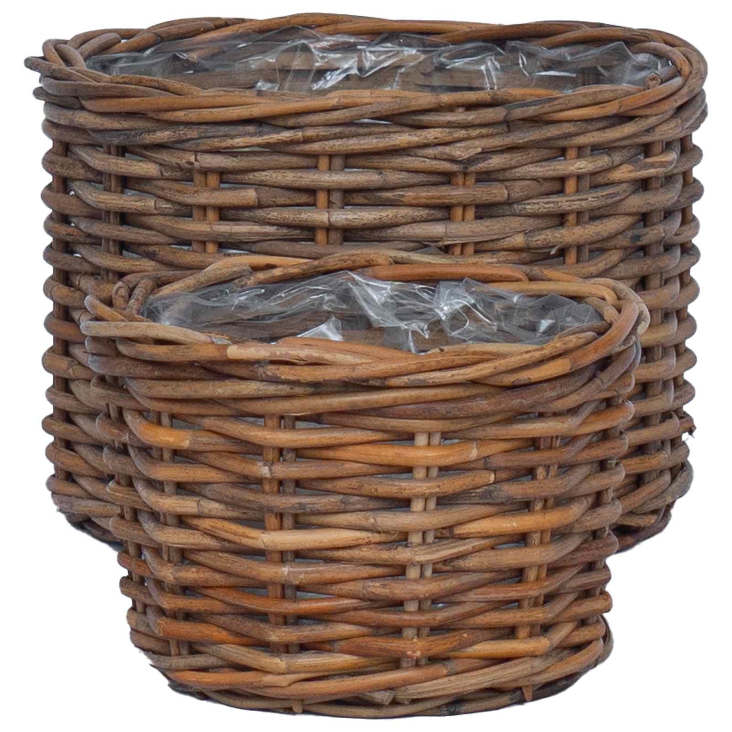Plantekurv med lagring 2 stk. Naturlig brun Kubu Rattan