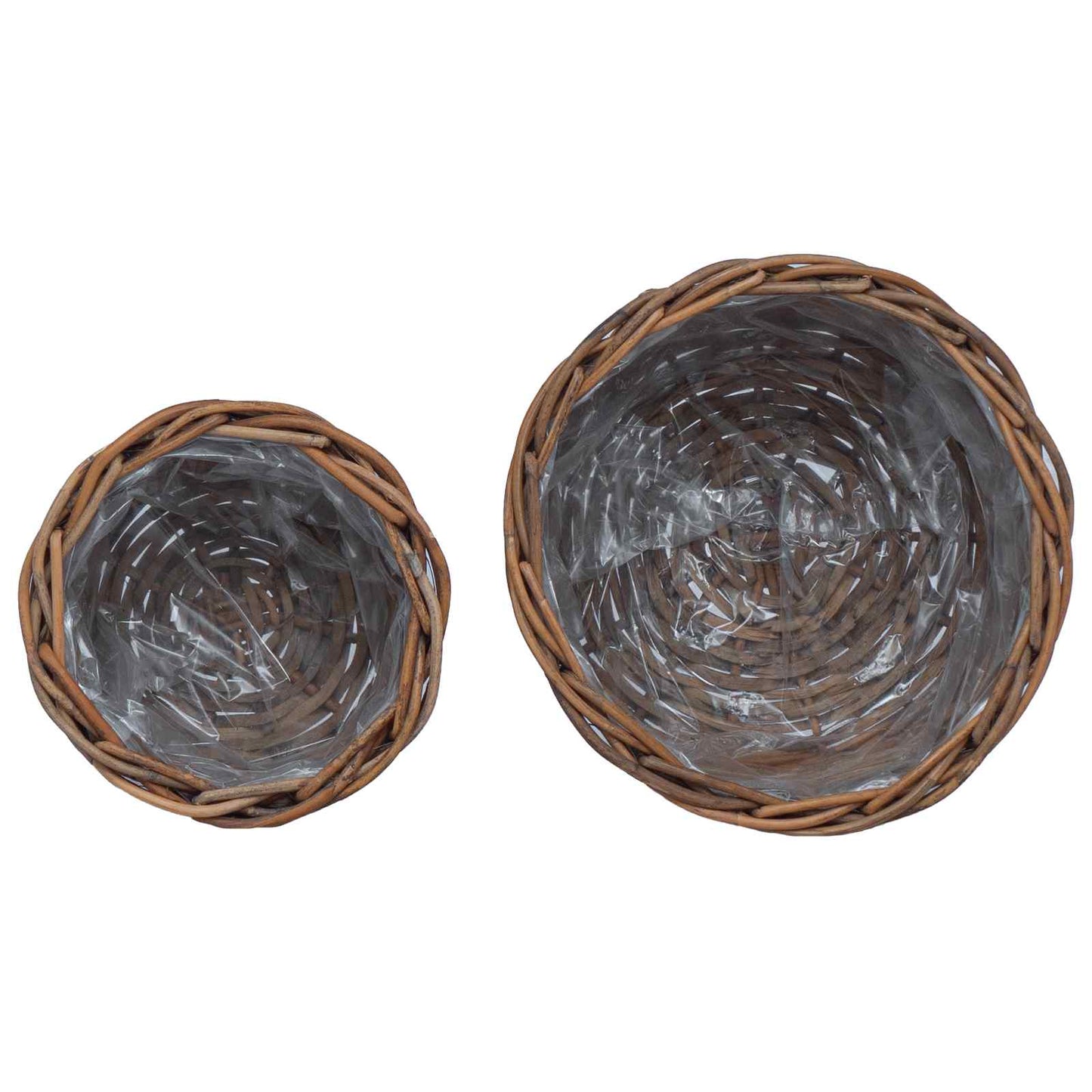 Plantekurv med lagring 2 stk. Naturlig brun Kubu Rattan