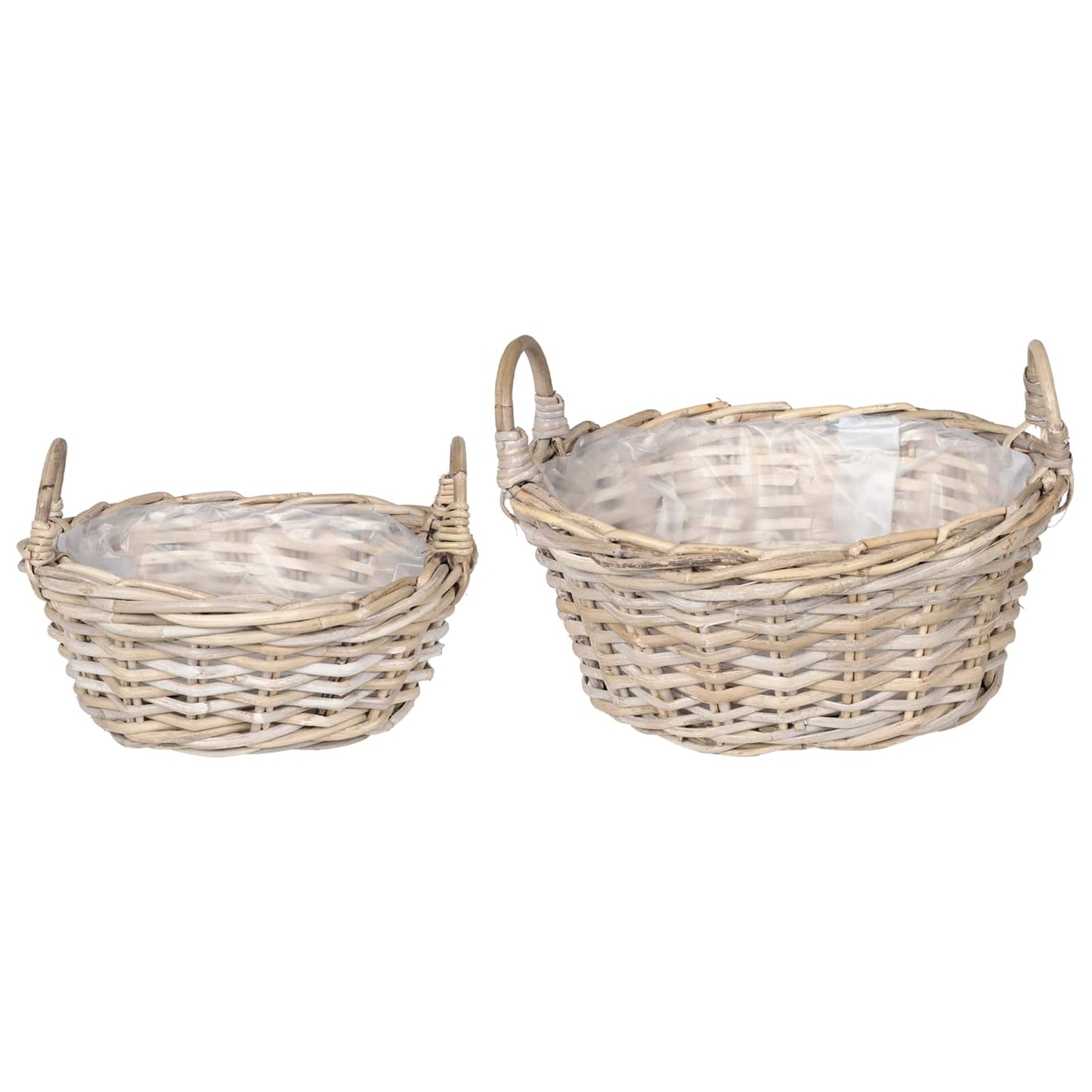 Plantekurv med lagring 2 stk. Naturlig grå Kubu Rattan