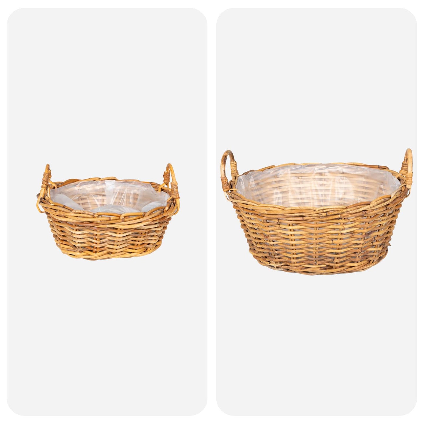 Plantekurv med lagring 2 stk. Naturlig brun Kubu Rattan