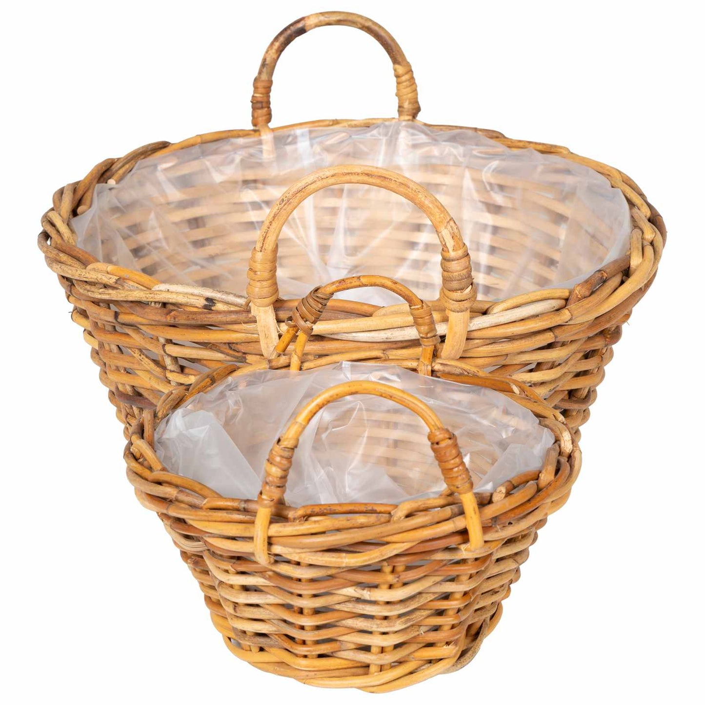 Plantekurv med lagring 2 stk. Naturlig brun Kubu Rattan