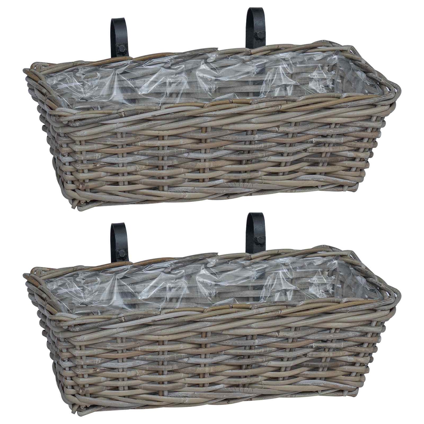 Hengende Plantekurv 2 stk. Naturlig grå 48 x 22 x 15 cm