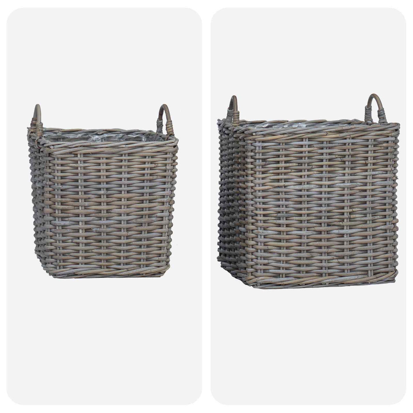 Planter Kurv med lagring 2 stk. Naturlig grå Kubu Rattan