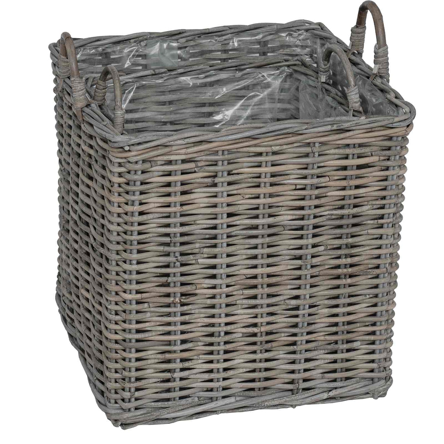 Planter Kurv med lagring 2 stk. Naturlig grå Kubu Rattan