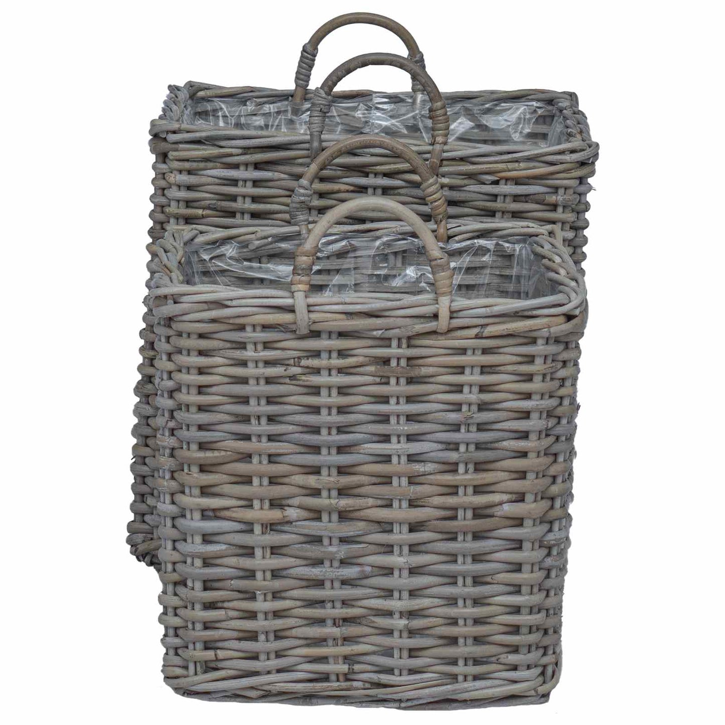 Planter Kurv med lagring 2 stk. Naturlig grå Kubu Rattan