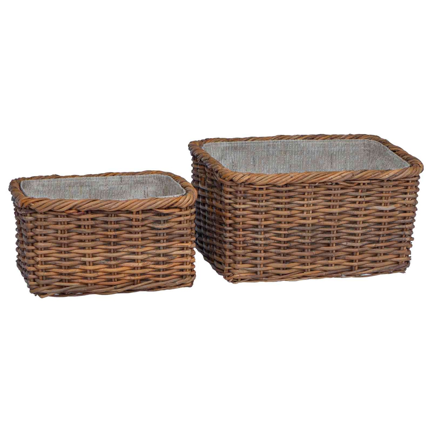 Vedkurv 2 stk. Naturlig brun Kubu Rattan