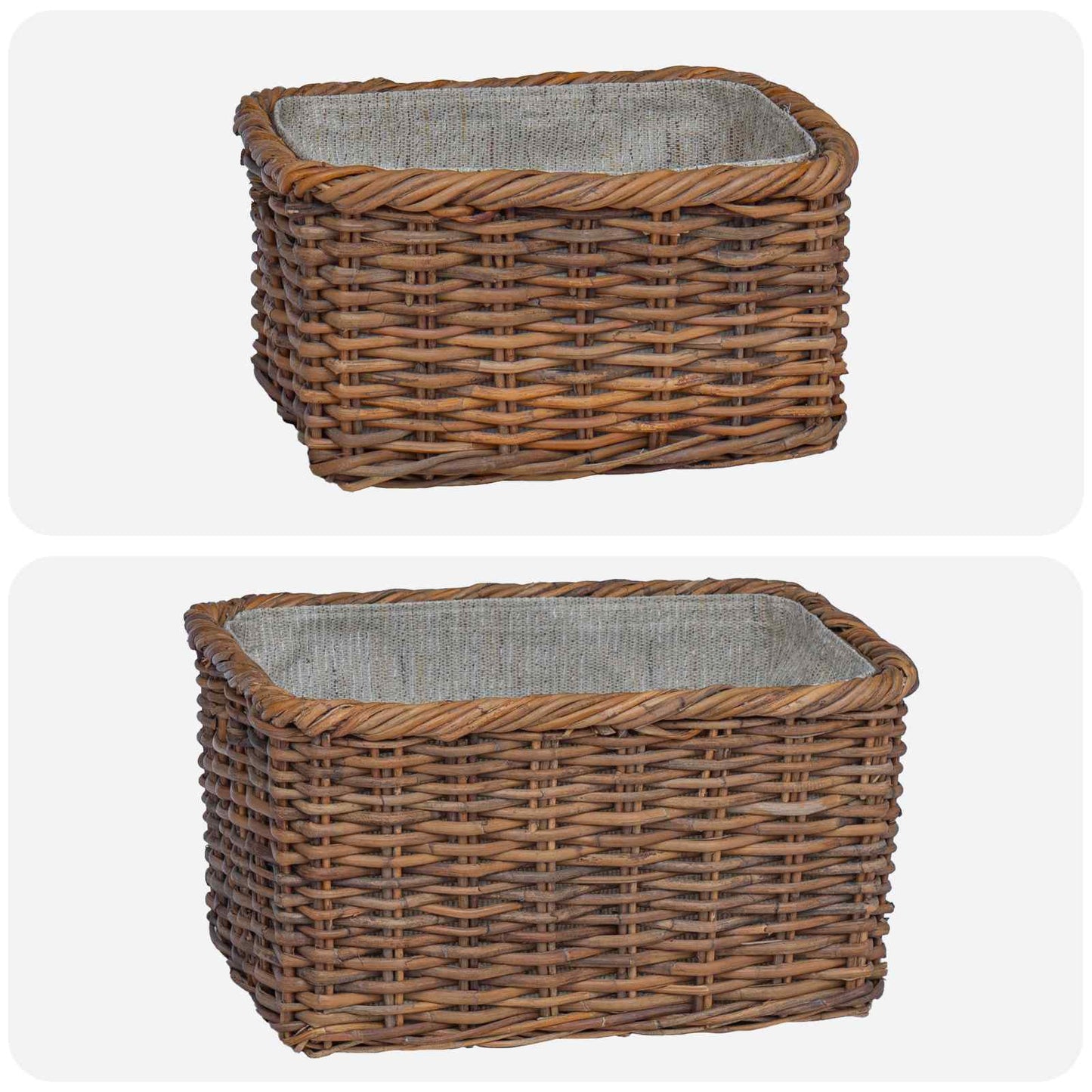 Vedkurv 2 stk. Naturlig brun Kubu Rattan