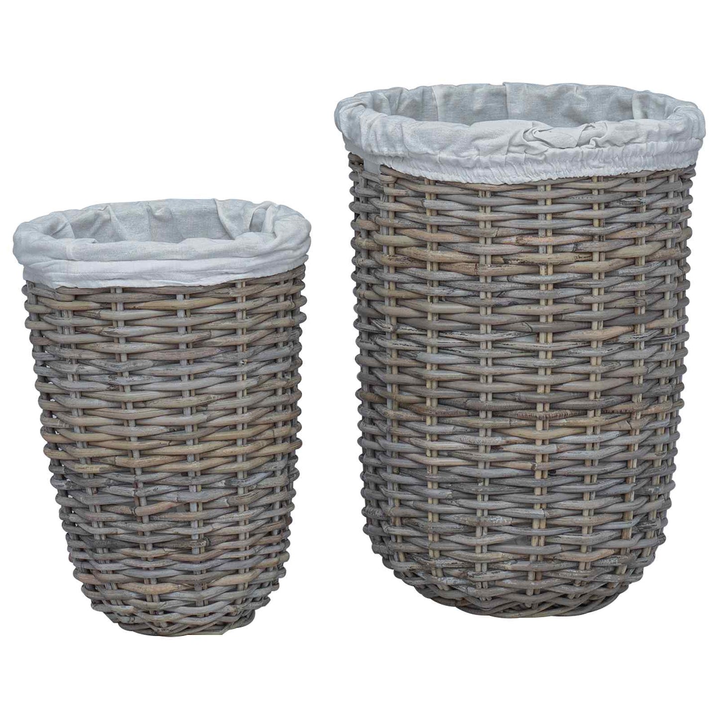 Vaskekurv med lokk 2 pcs Naturlig grå Kubu Rattan