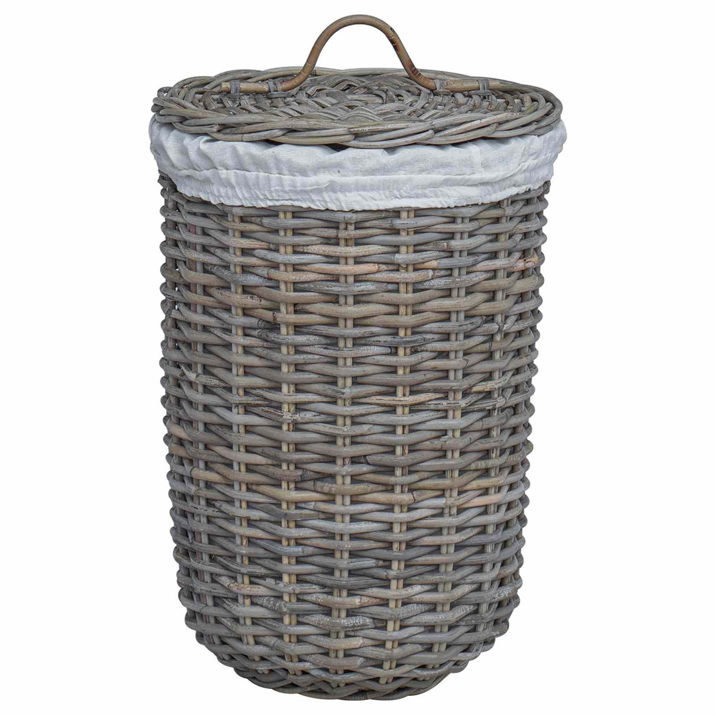 Vaskekurv med lokk 2 pcs Naturlig grå Kubu Rattan