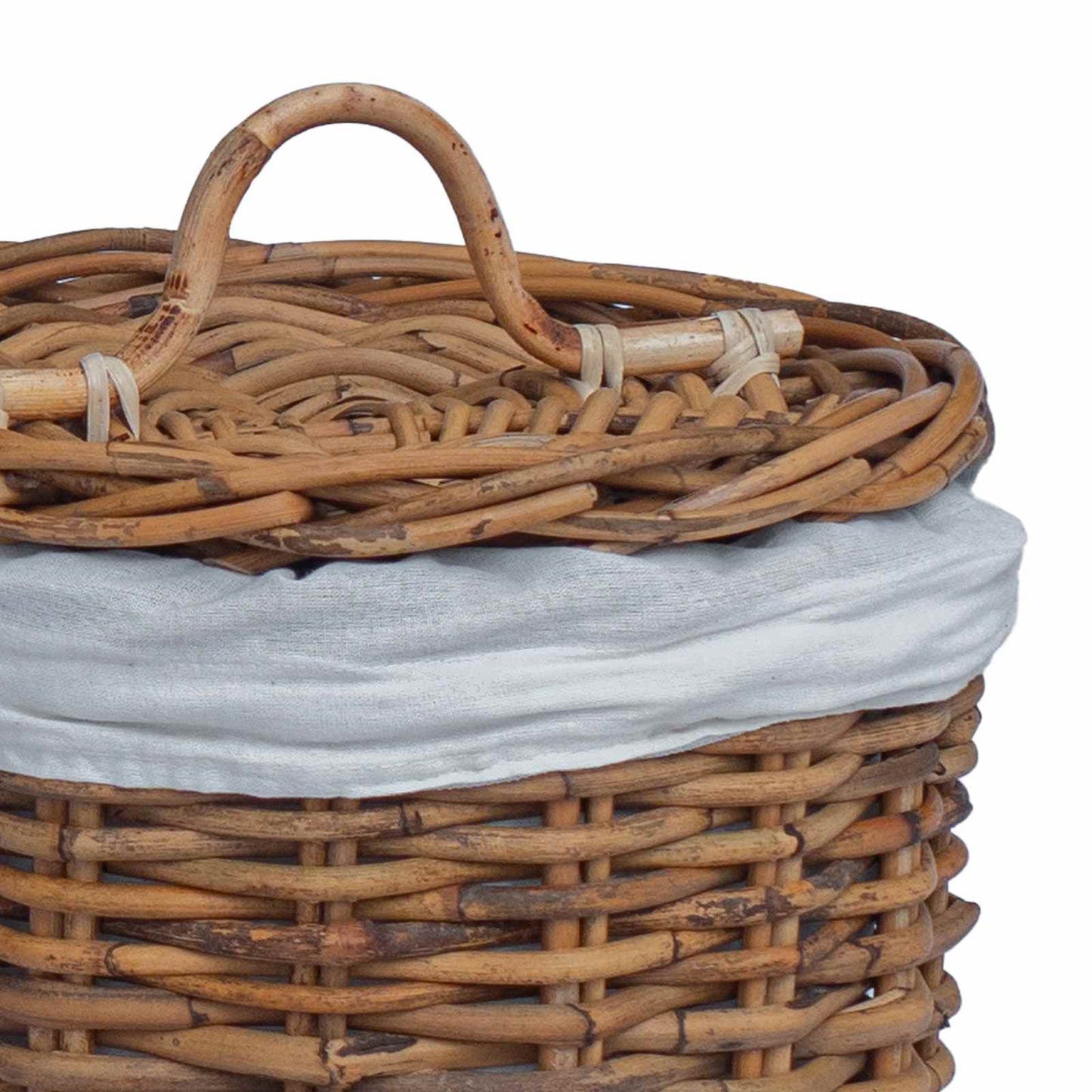 Vaskekurv med lokk 2 pcs Naturlig brun Kubu Rattan