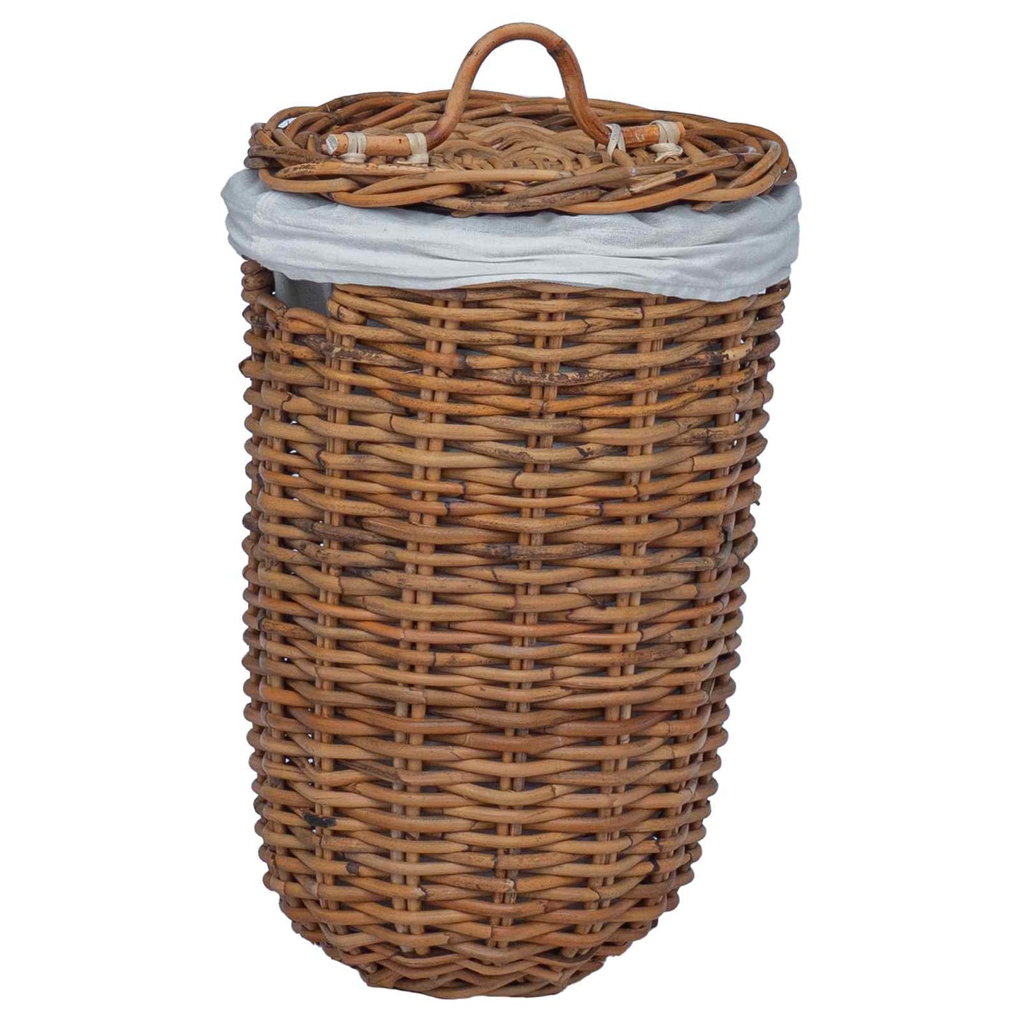 Vaskekurv med lokk 2 pcs Naturlig brun Kubu Rattan