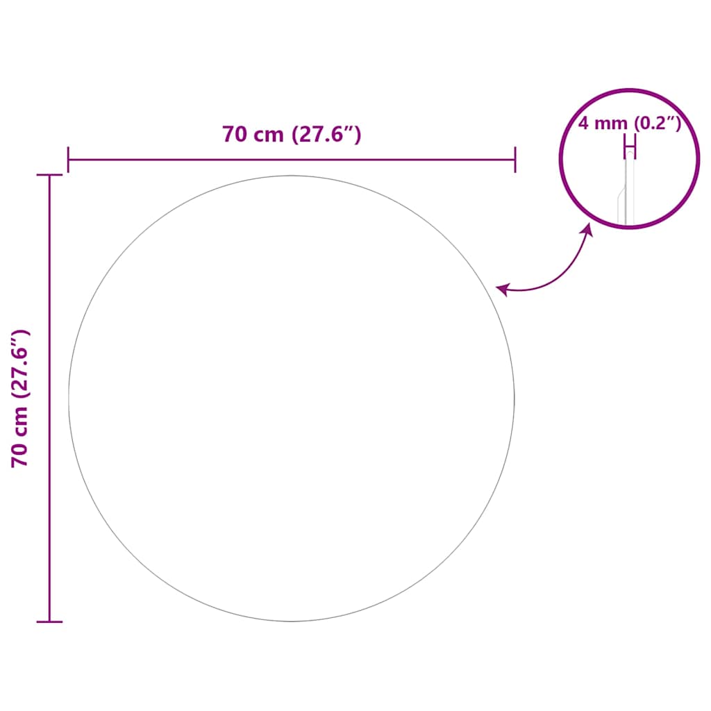 Veggspeil Rund Ø 70 cm herdet glass