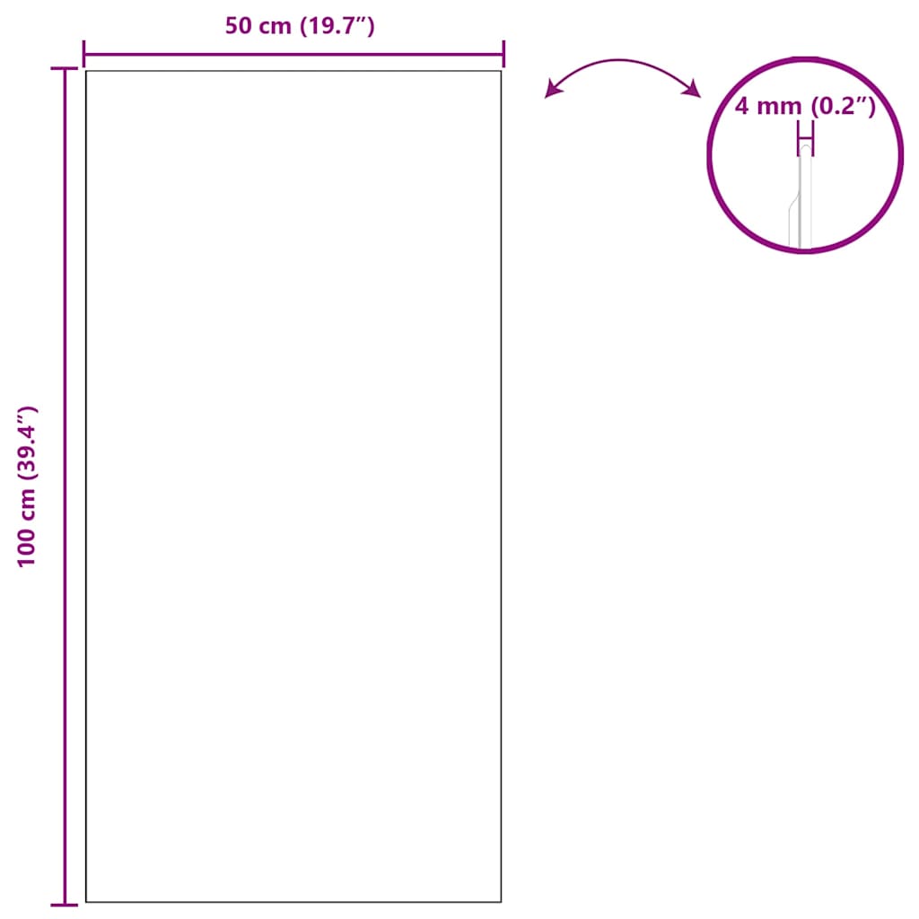 Veggspeil Rektangulær 50 x 100 cm herdet glass