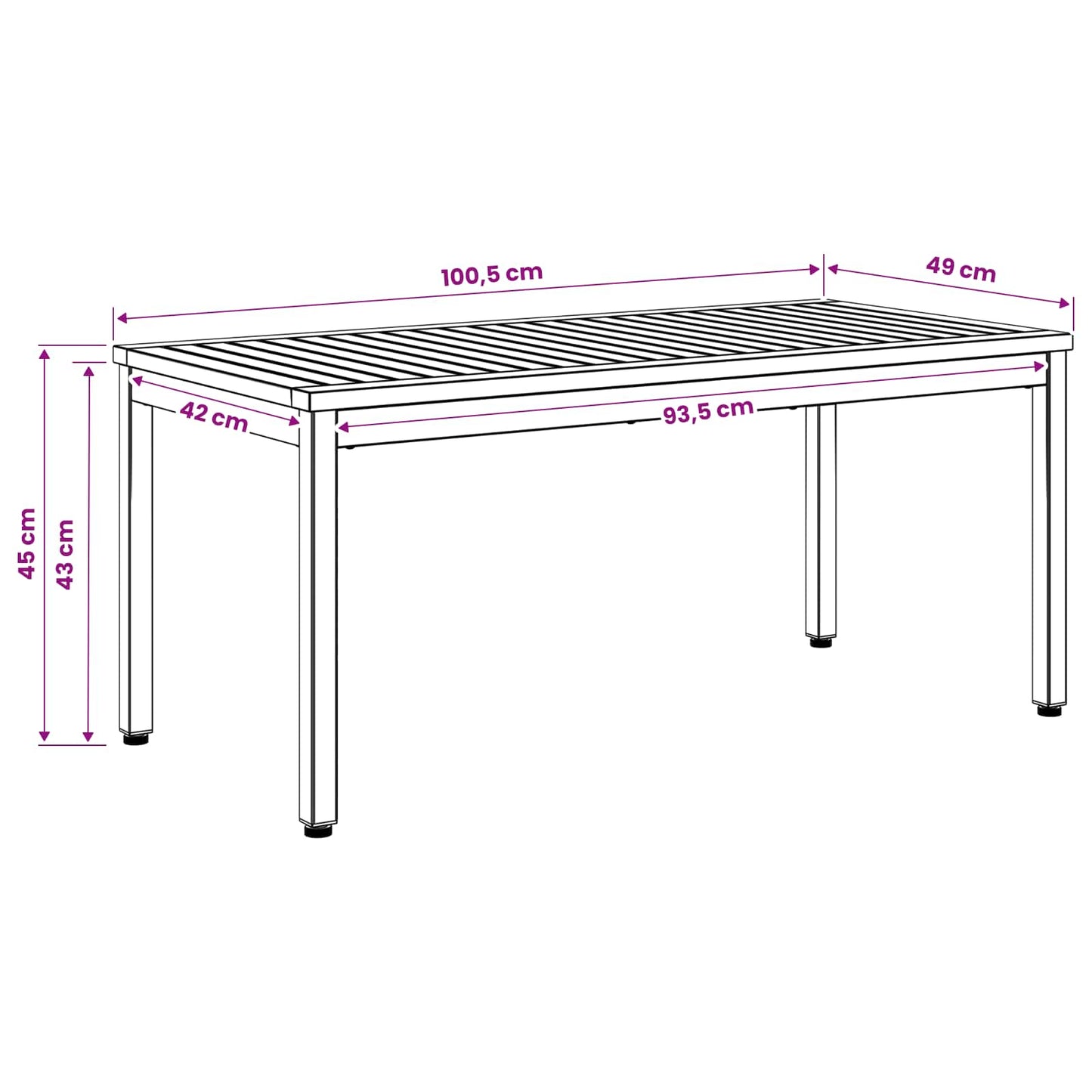 Kaffebord Naturlig og svart 50 x 100,5 x 45 cm Solid akasietre