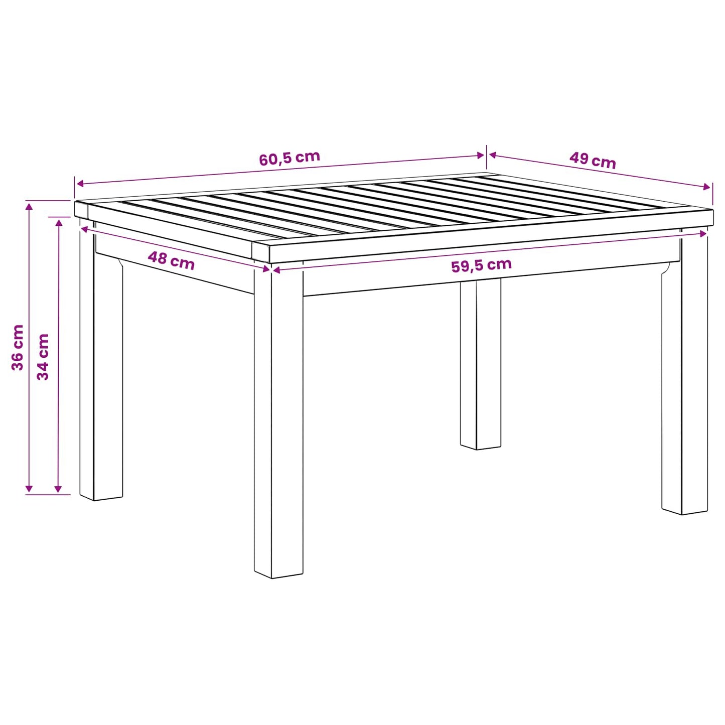Kaffebord Hvit 50 x 60,5 x 36 cm Solid akasietre