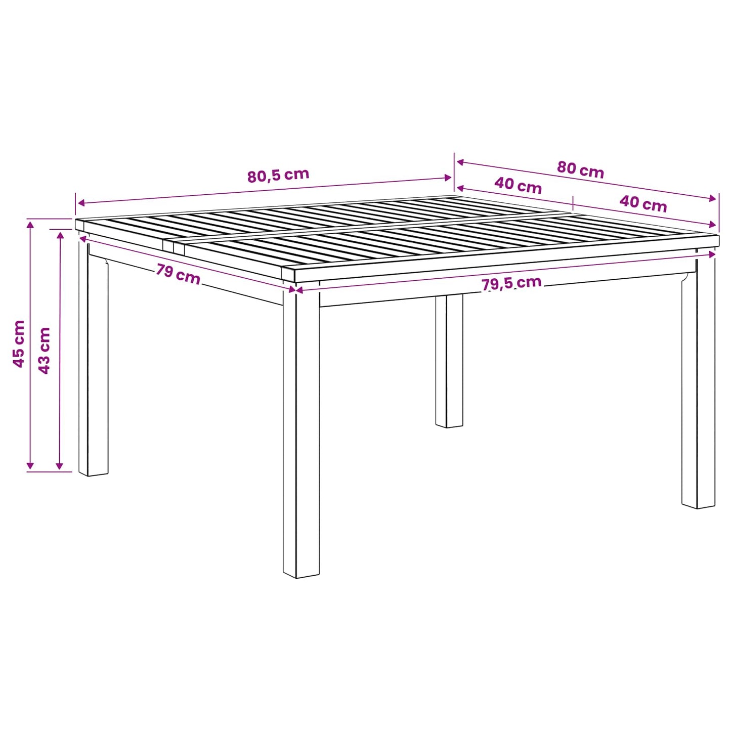 Kaffebord Hvit 80 x 80,5 x 45 cm Solid akasietre
