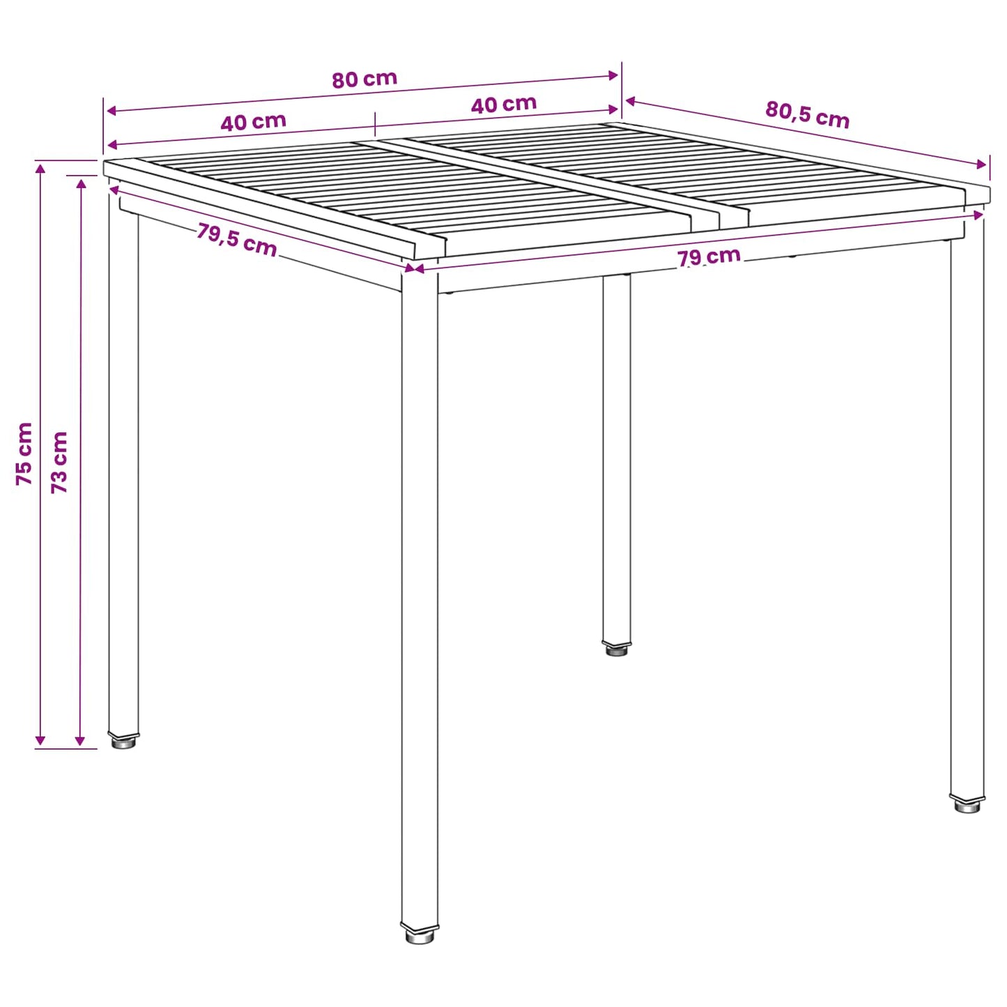 Hage middagsbord Hvit og svart 80 x 80,5 x 75 cm