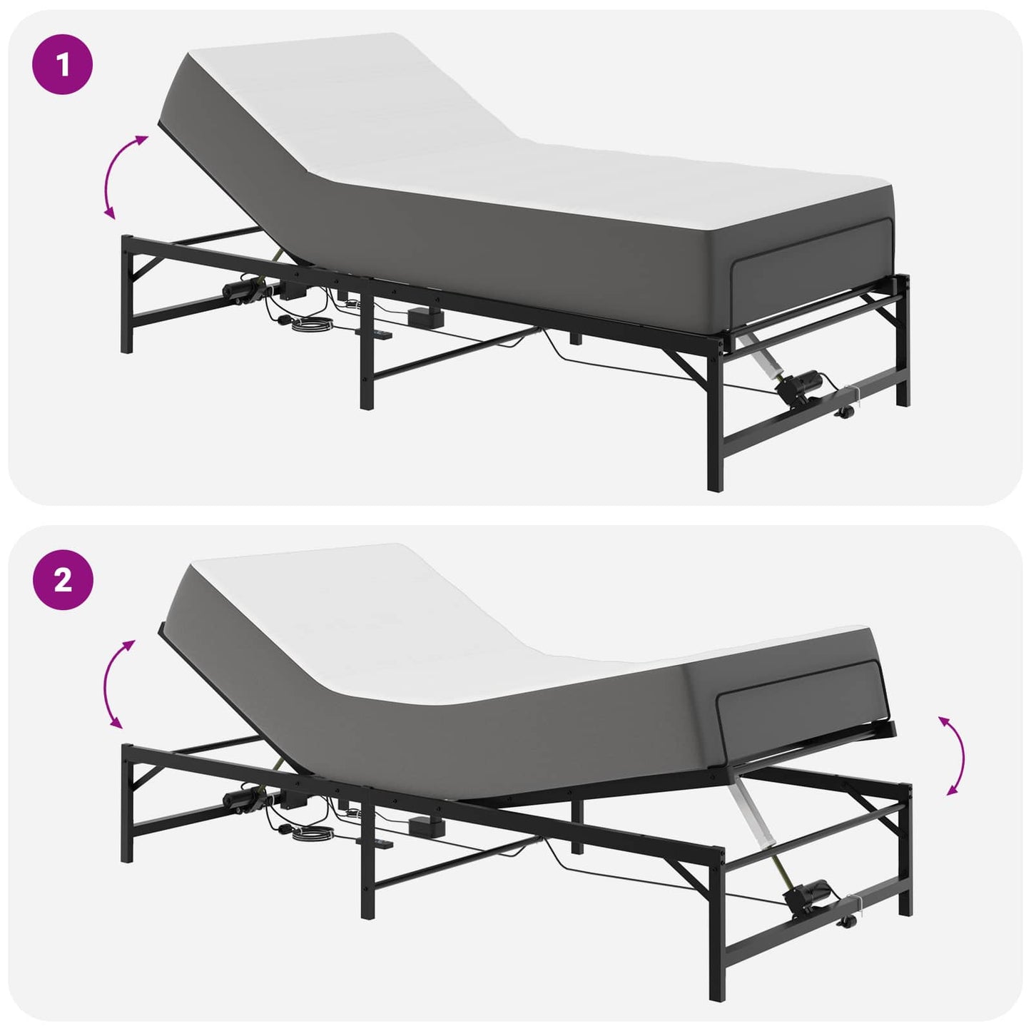 Elektrisk Justerbar Seng Ramme Svart 90 x 200 cm Stål