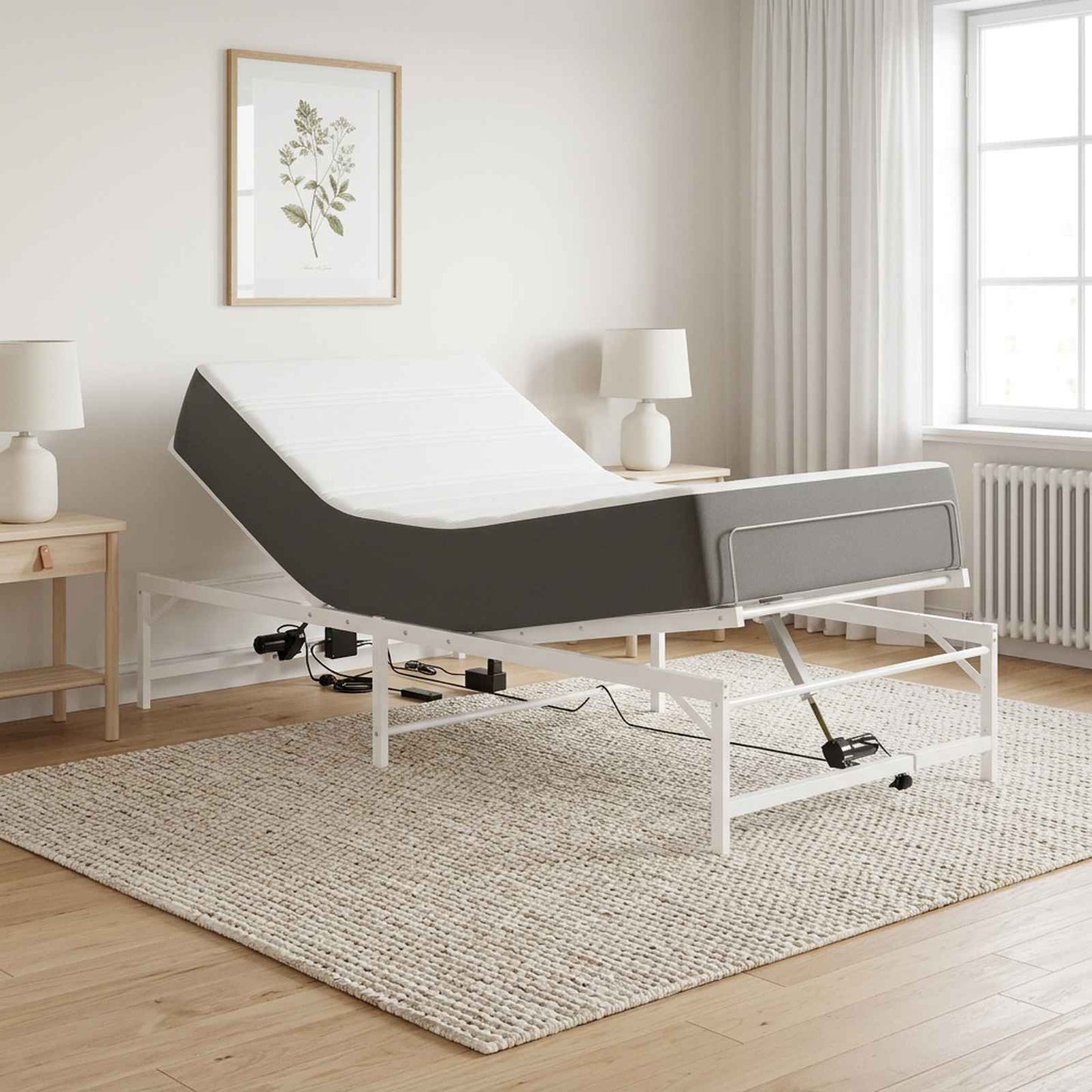 Elektrisk Justerbar Seng Ramme Hvit 90 x 200 cm Stål