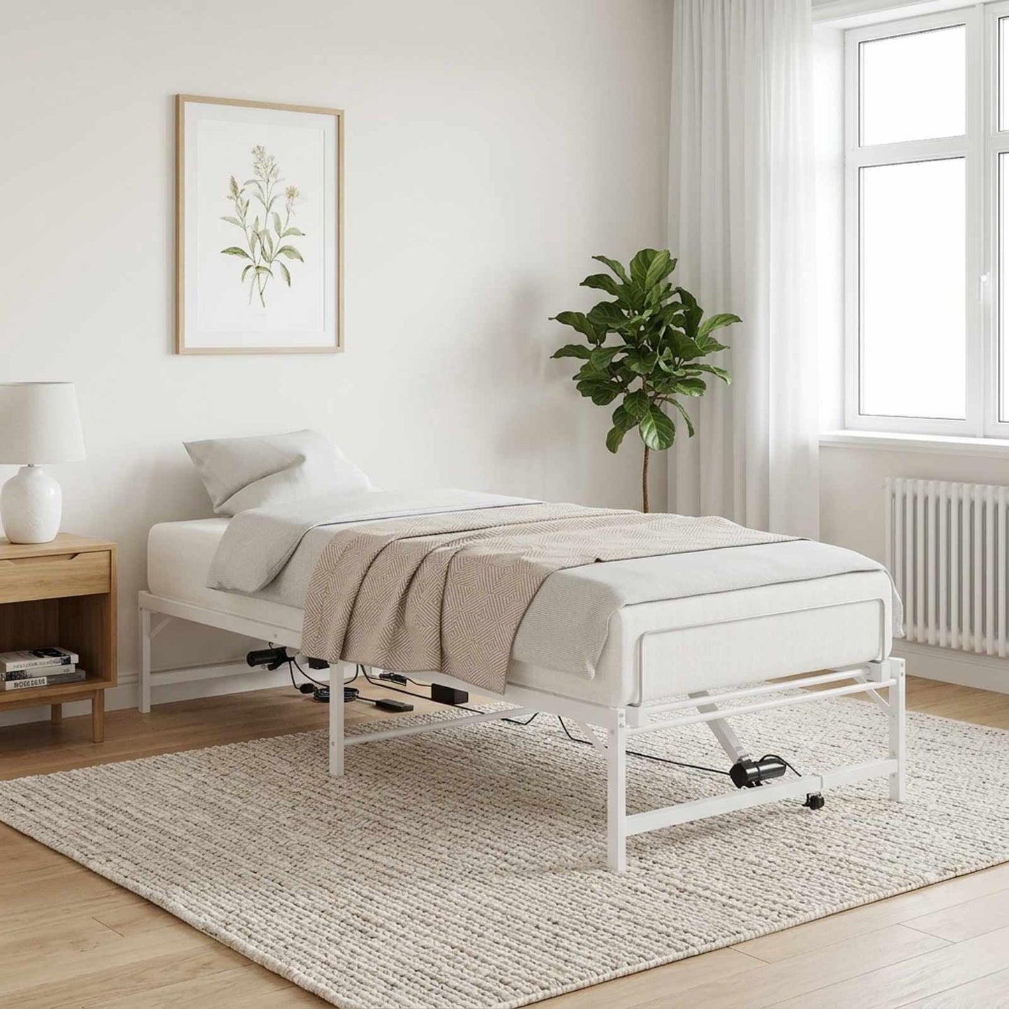 Elektrisk Justerbar Seng Ramme Hvit 90 x 200 cm Stål