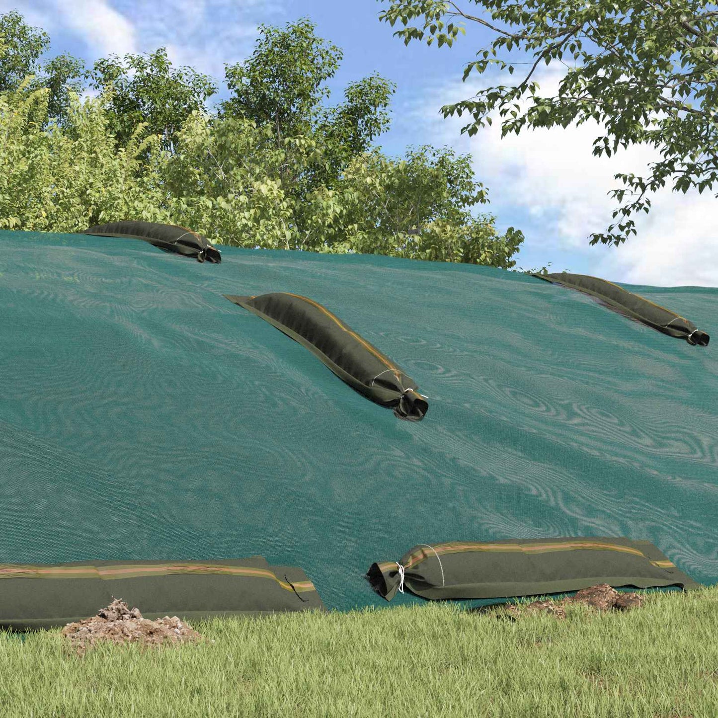 Sandsekker 10 pcs grønn 120 x 27 cm HDPE