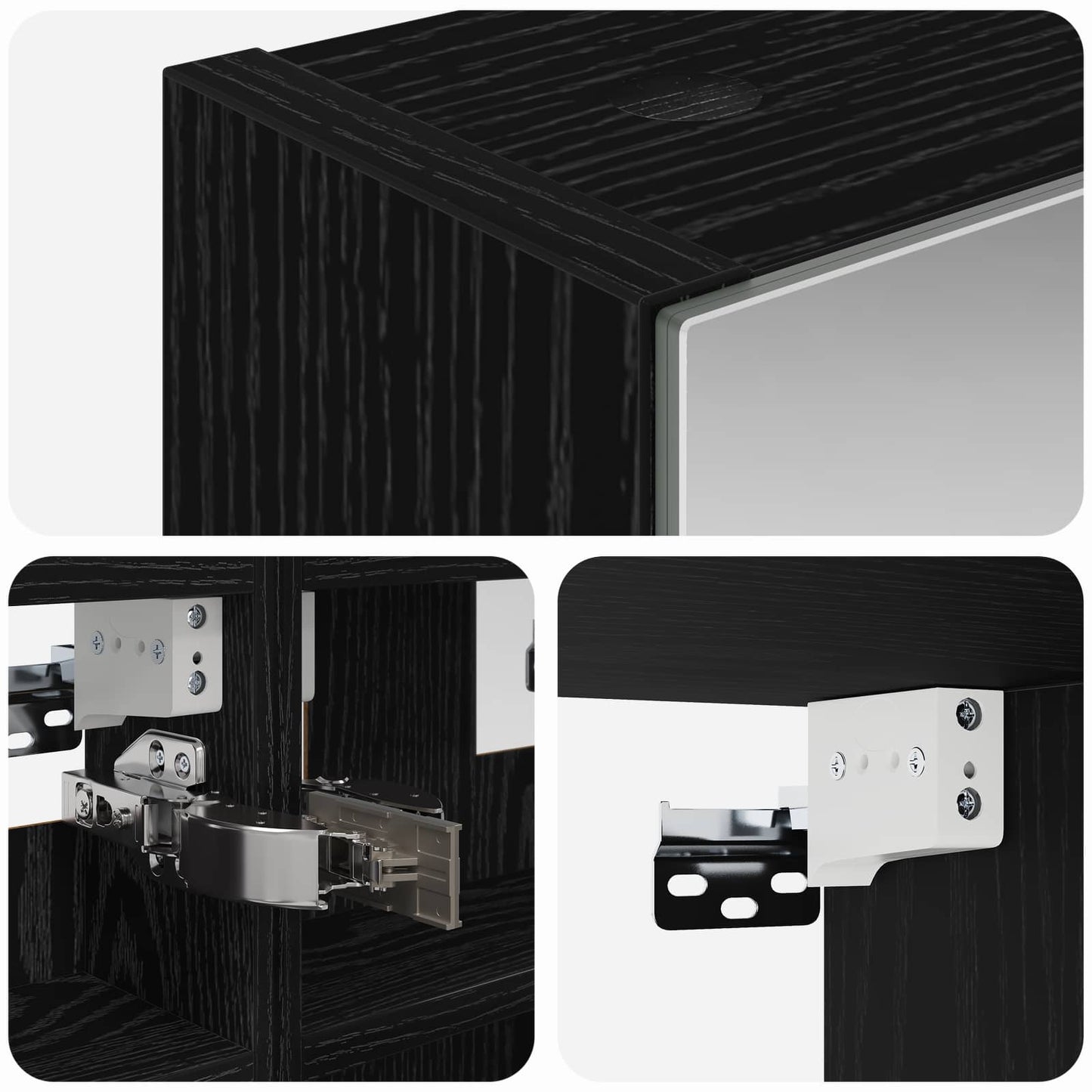 Baderomsspeilskap Svart Eik 30 x 10,5 x 50 cm Konstruert tre