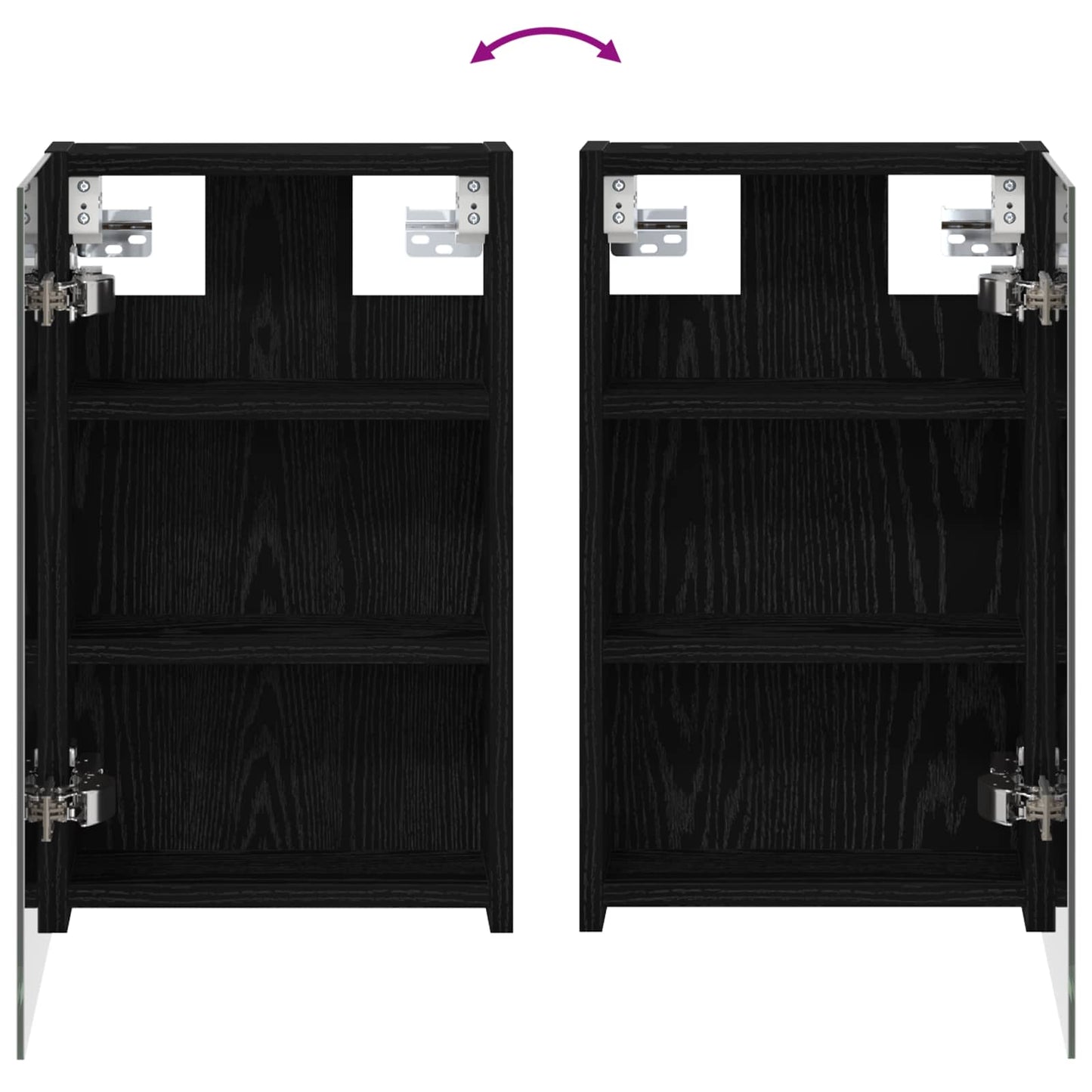 Baderomsspeilskap Svart Eik 30 x 10,5 x 50 cm Konstruert tre