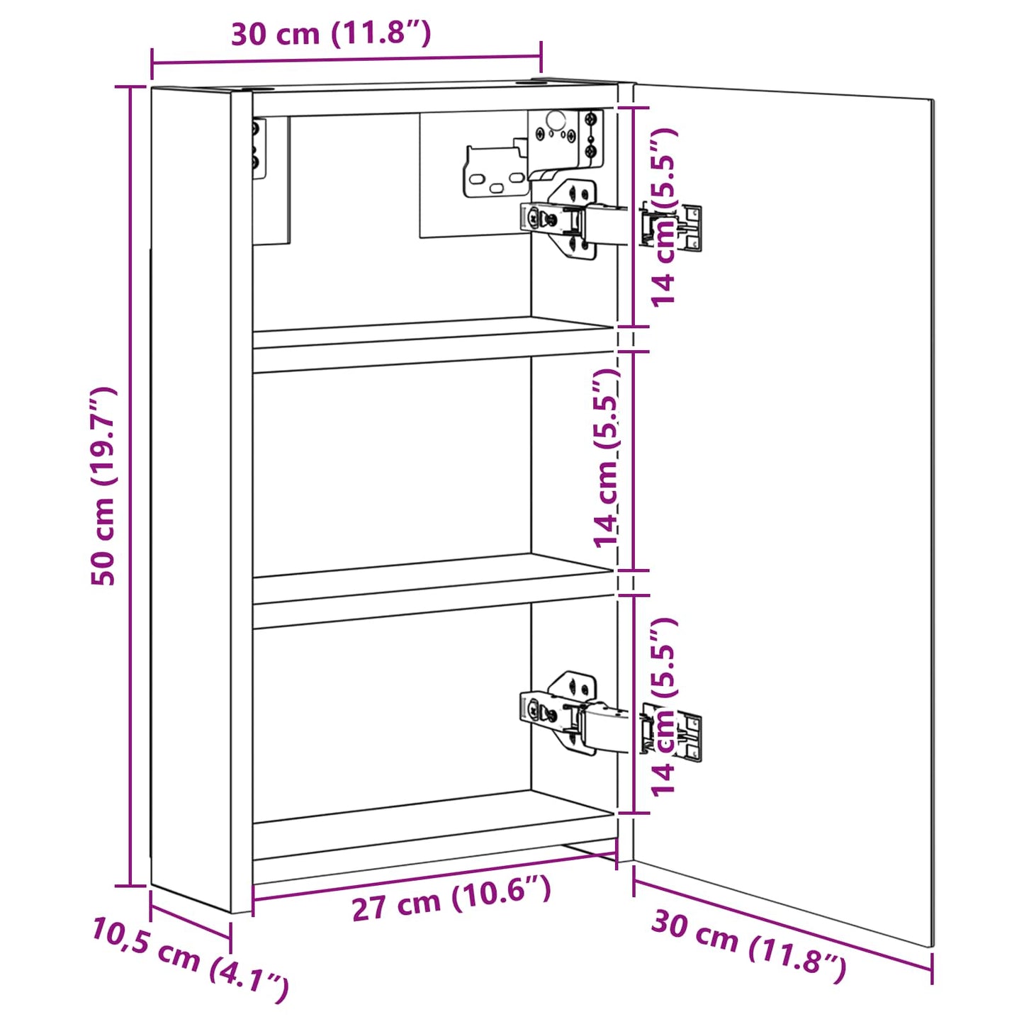 Baderomsspeilskap Gammelt tre 30 x 10,5 x 50 cm Konstruert tre