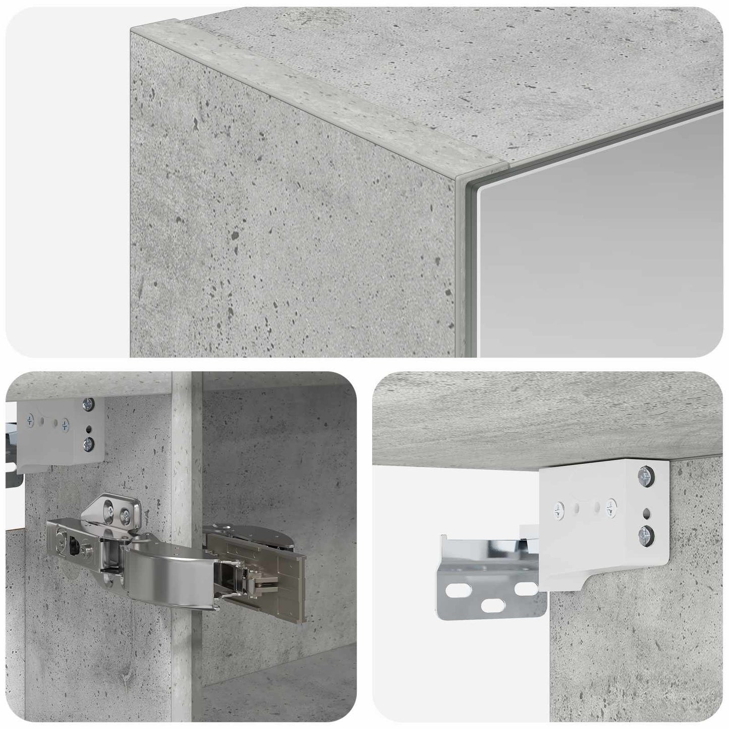 Baderomsspeilskap Betonggrå 50 x 14,5 x 70 cm Konstruert tre
