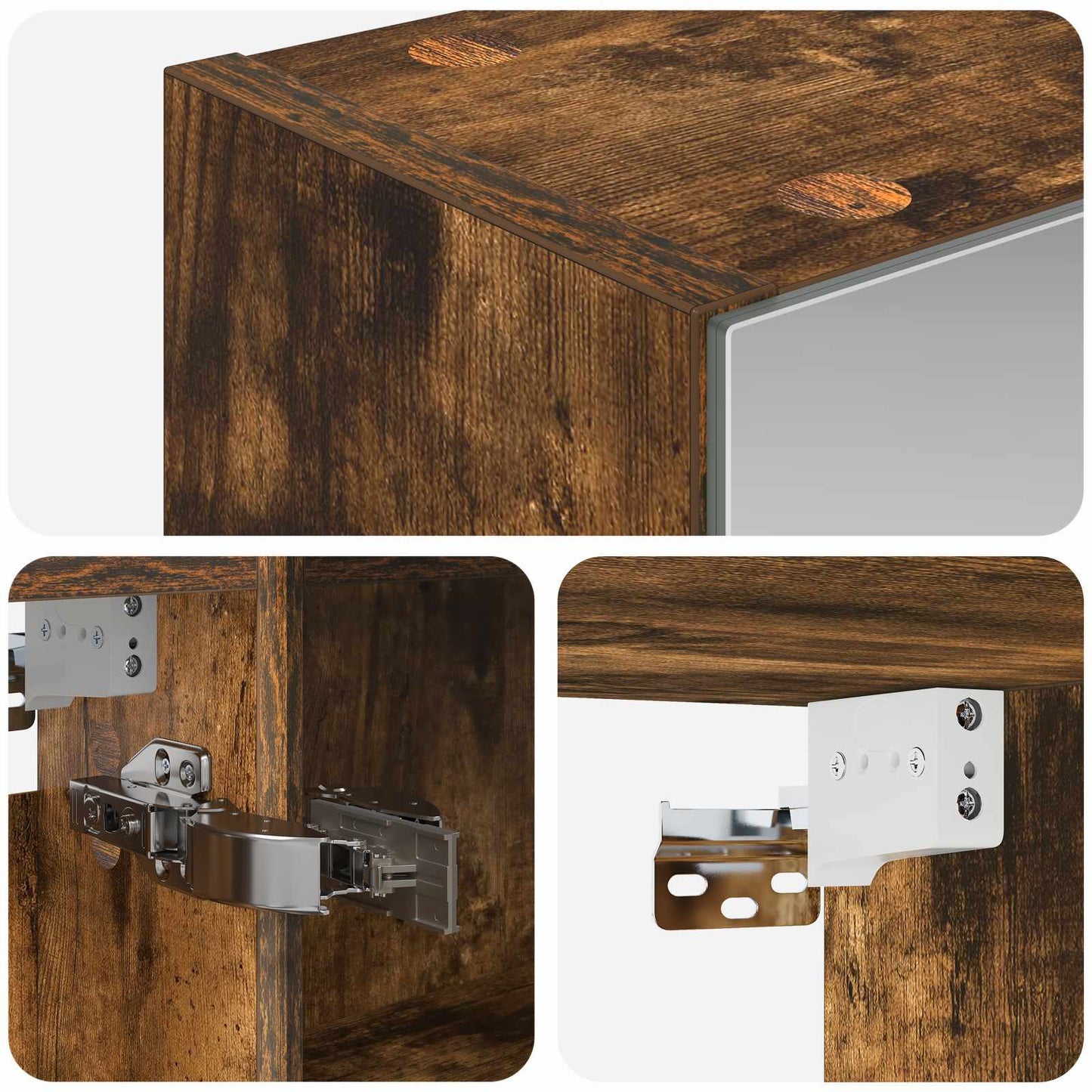 Baderomsspeilskap Røkt eik 50 x 14,5 x 70 cm Konstruert tre