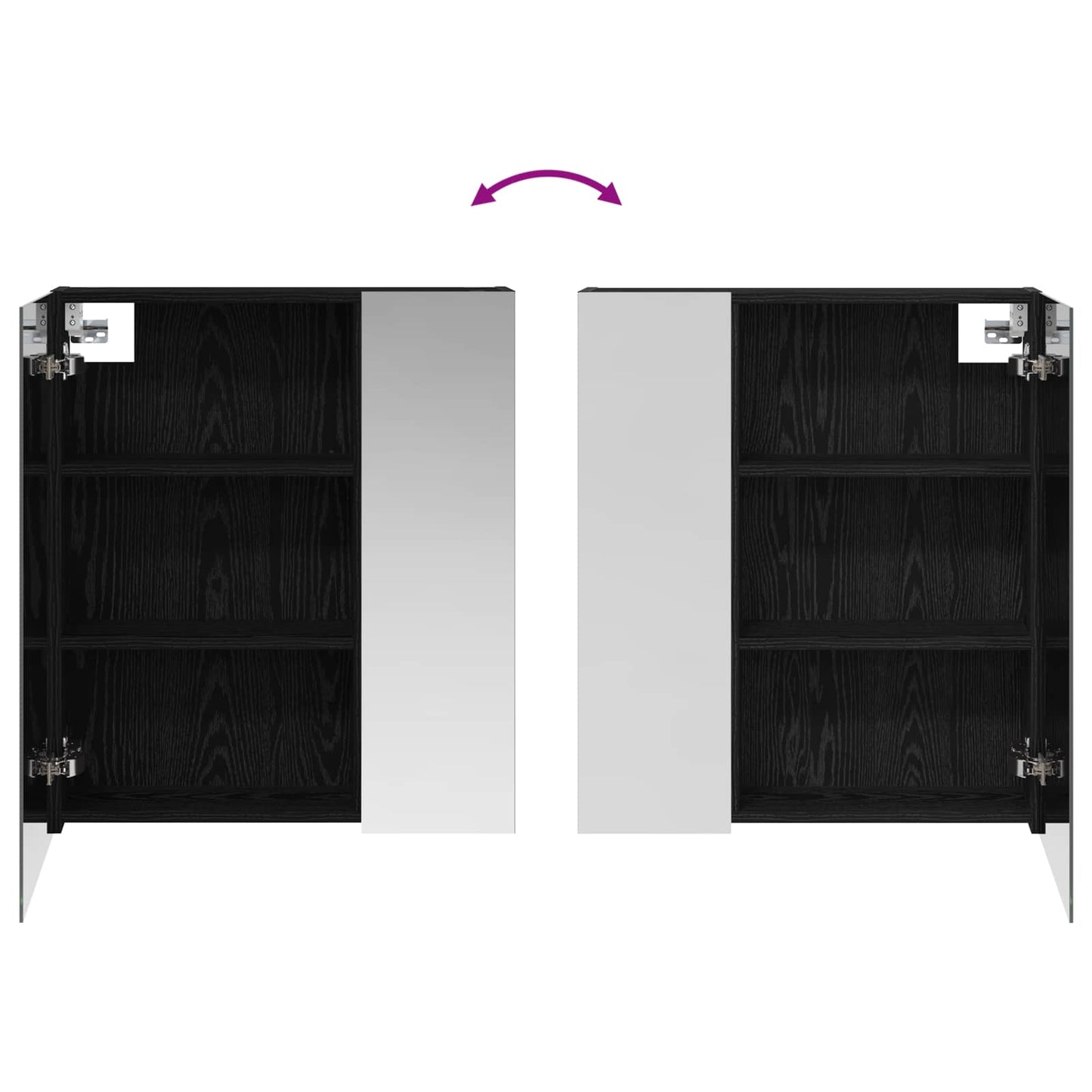 Baderomsspeilskap Svart Eik 60 x 14,5 x 70 cm Konstruert tre