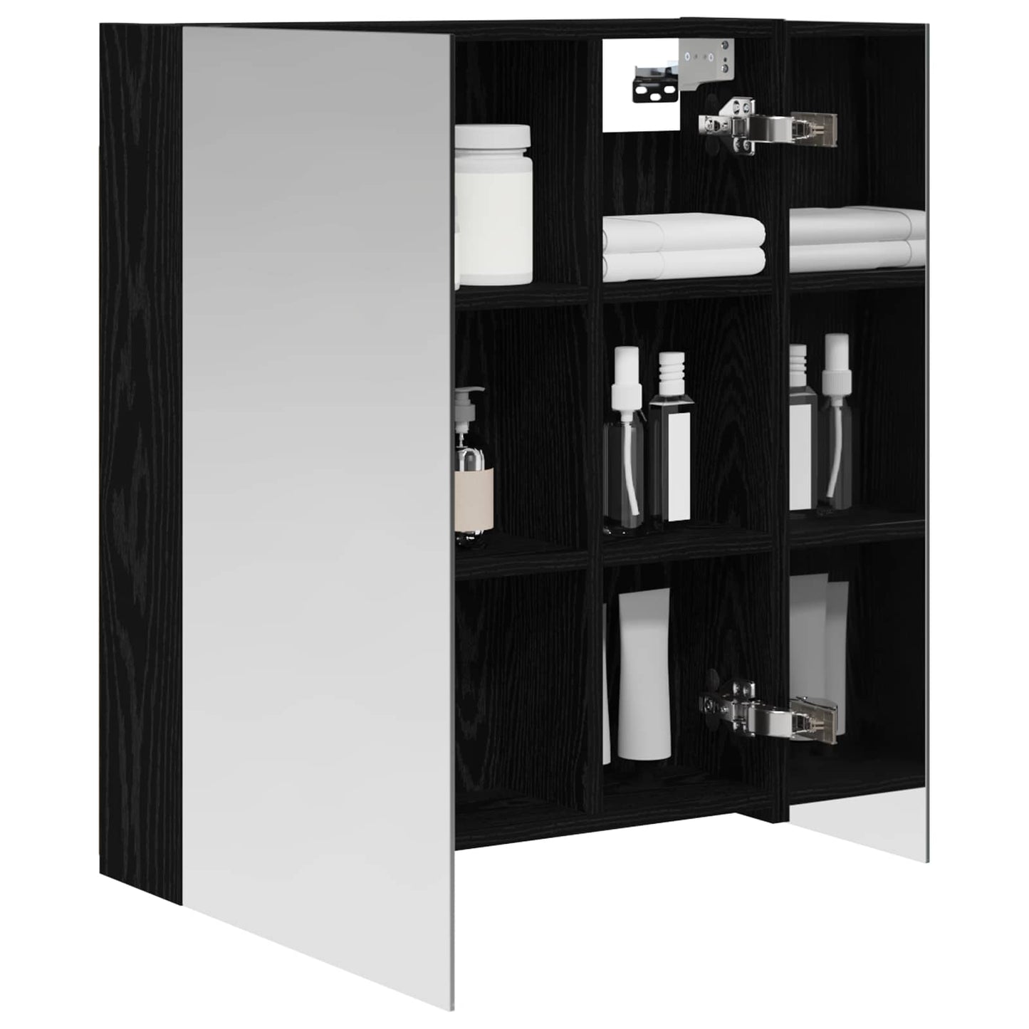 Baderomsspeilskap Svart Eik 60 x 14,5 x 70 cm Konstruert tre