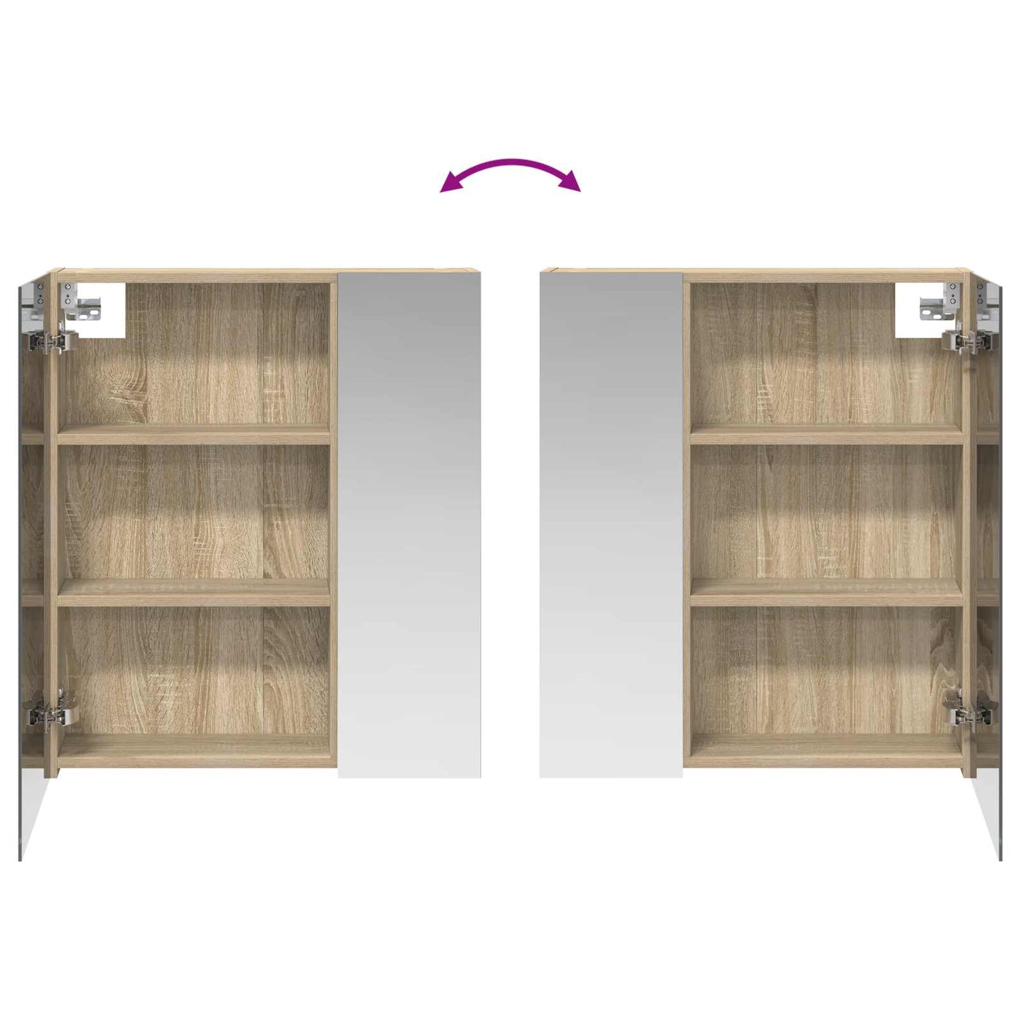 Baderomsspeilskap Sonoma eik 60 x 14,5 x 70 cm Konstruert tre