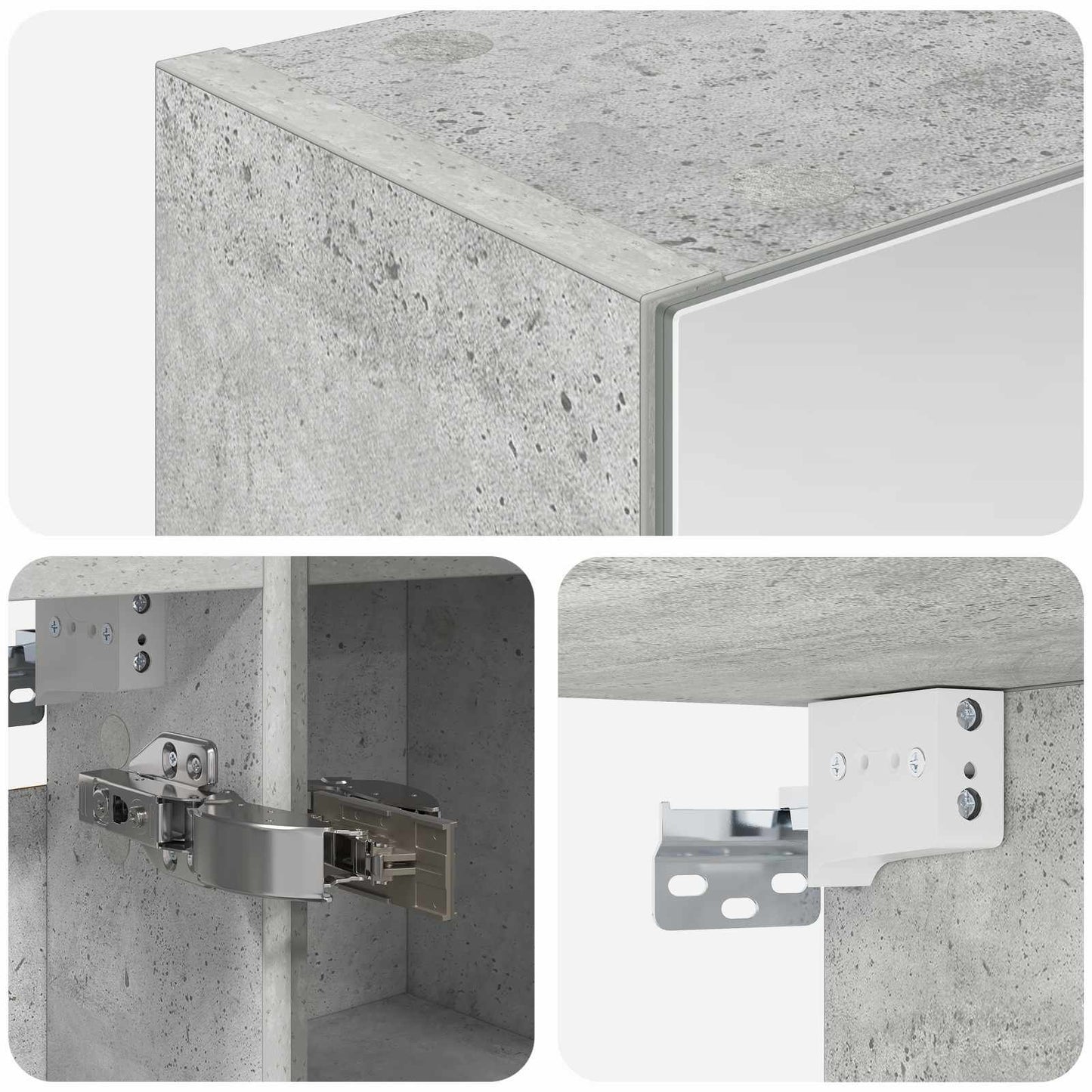 Baderomsspeilskap Betonggrå 60 x 14,5 x 70 cm Konstruert tre