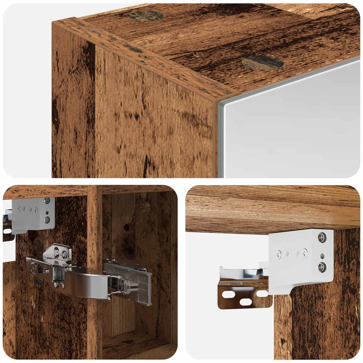 Baderomsspeilskap Gammelt tre 60 x 14,5 x 70 cm Konstruert tre