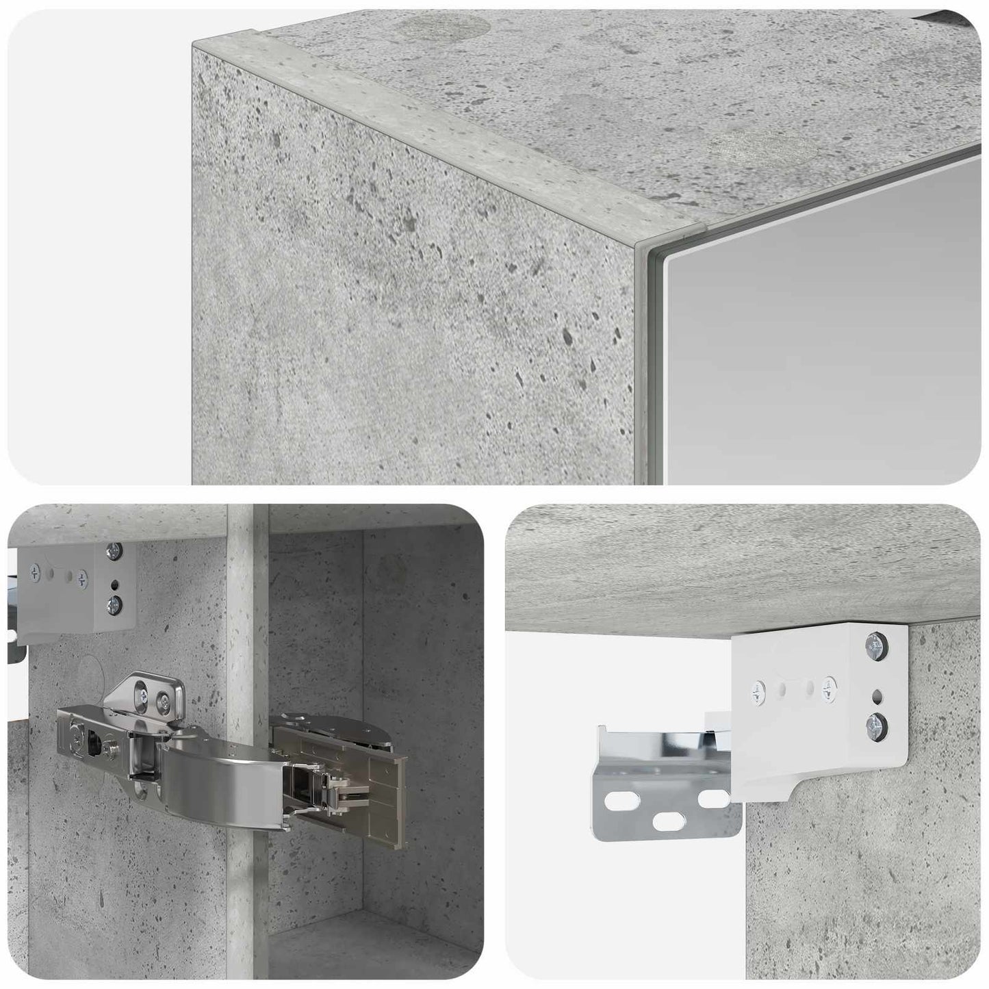 Baderomsspeilskap Betonggrå 60 x 14,5 x 70 cm Konstruert tre