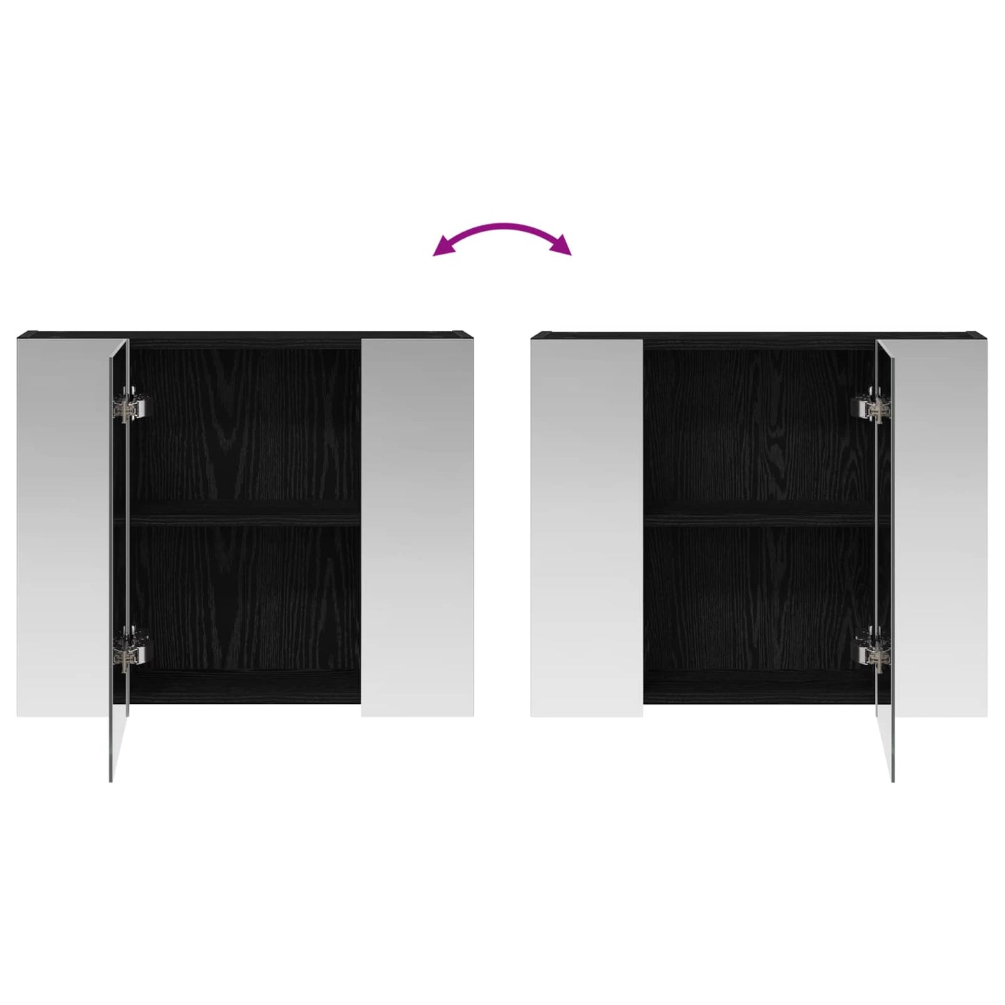 Baderomsspeilskap Svart Eik 60 x 14,5 x 50 cm Konstruert tre