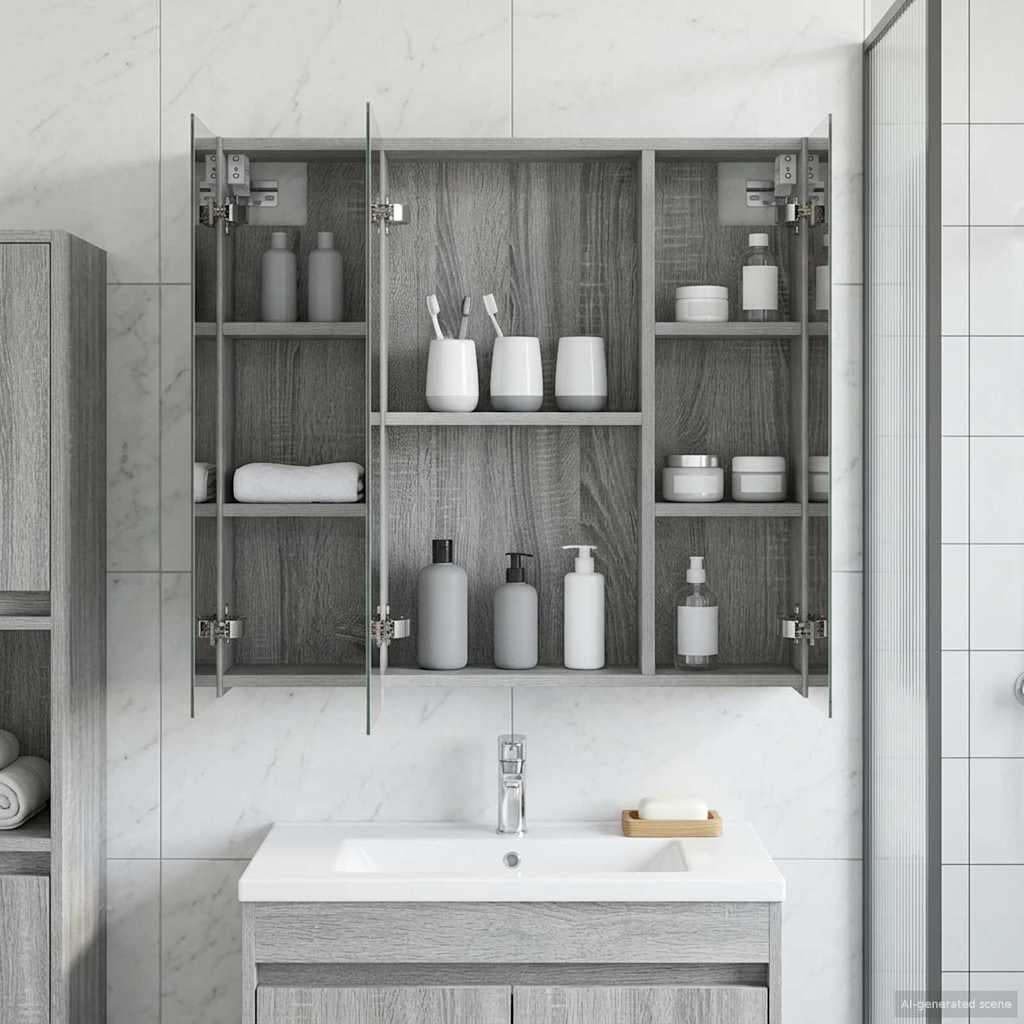 Baderomsspeilskap Grå Sonoma 70 x 14,5 x 70 cm Konstruert tre