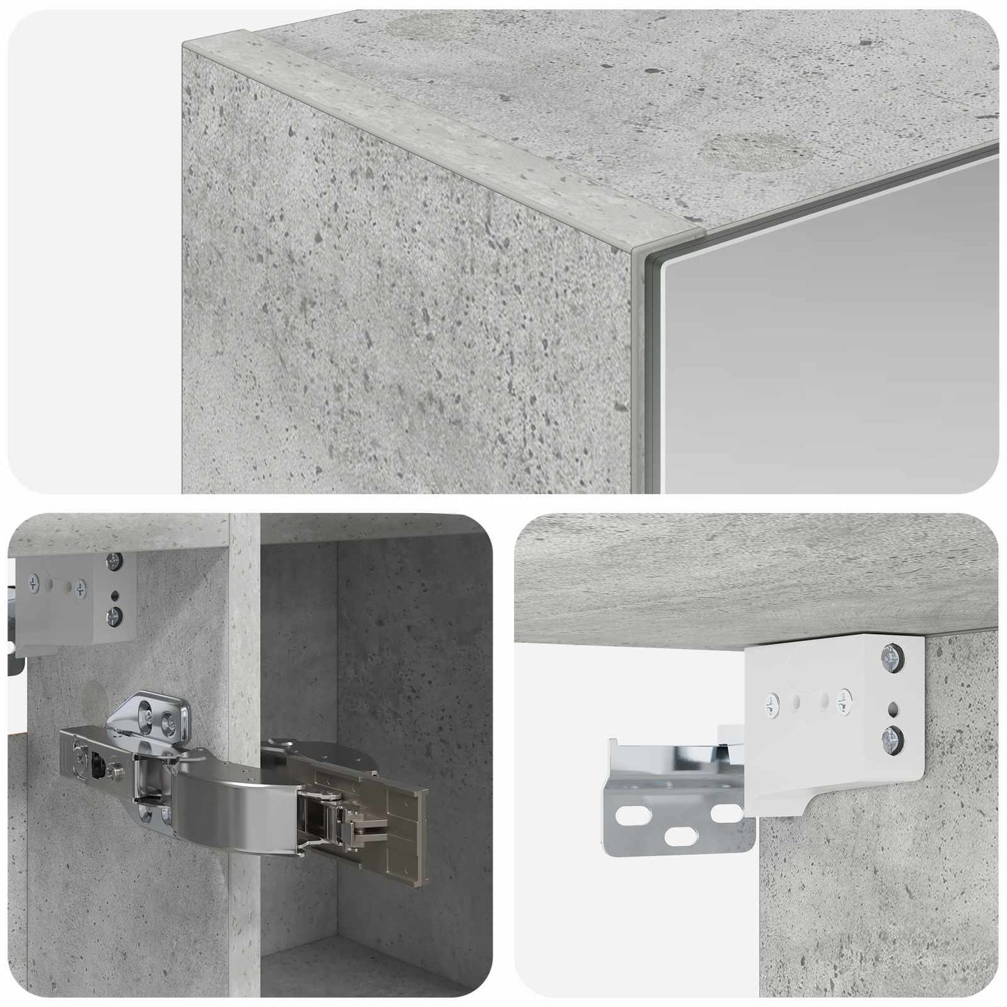 Baderomsspeilskap Betonggrå 70 x 14,5 x 70 cm Konstruert tre