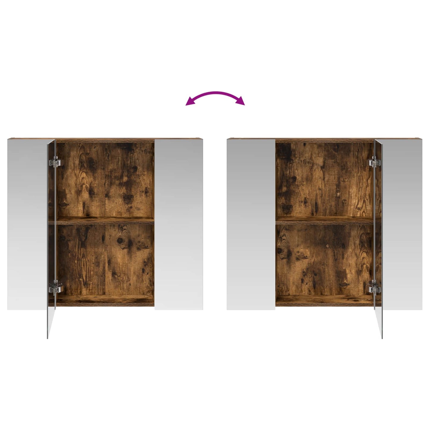 Baderomsspeilskap Røkt eik 80 x 14.5 x 70 cm Konstruert tre