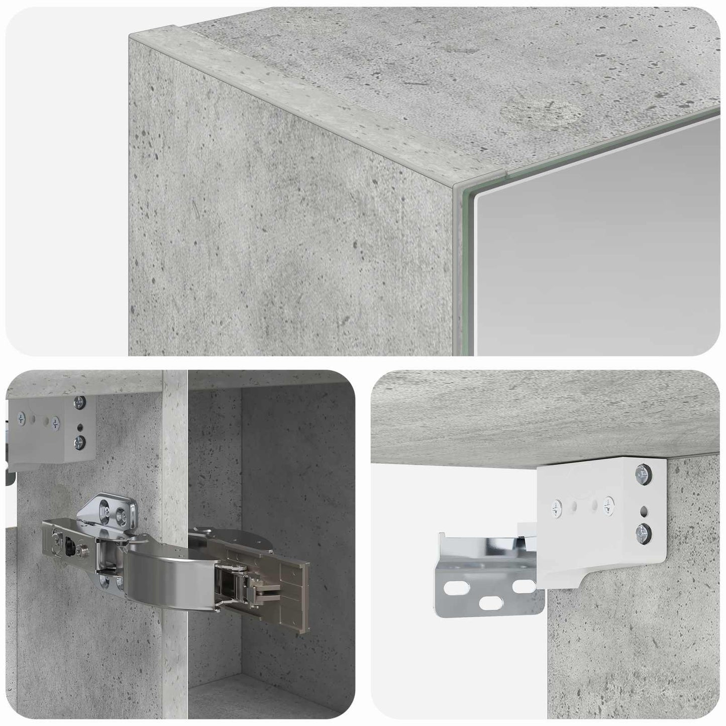 Baderomsspeilskap Betonggrå 80 x 14.5 x 70 cm Konstruert tre