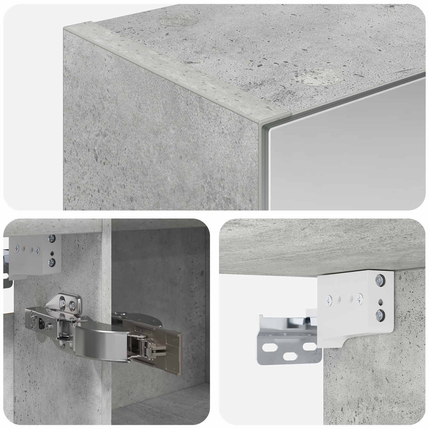 Baderomsspeilskap Betonggrå 100 x 14,5 x 70 cm Konstruert tre