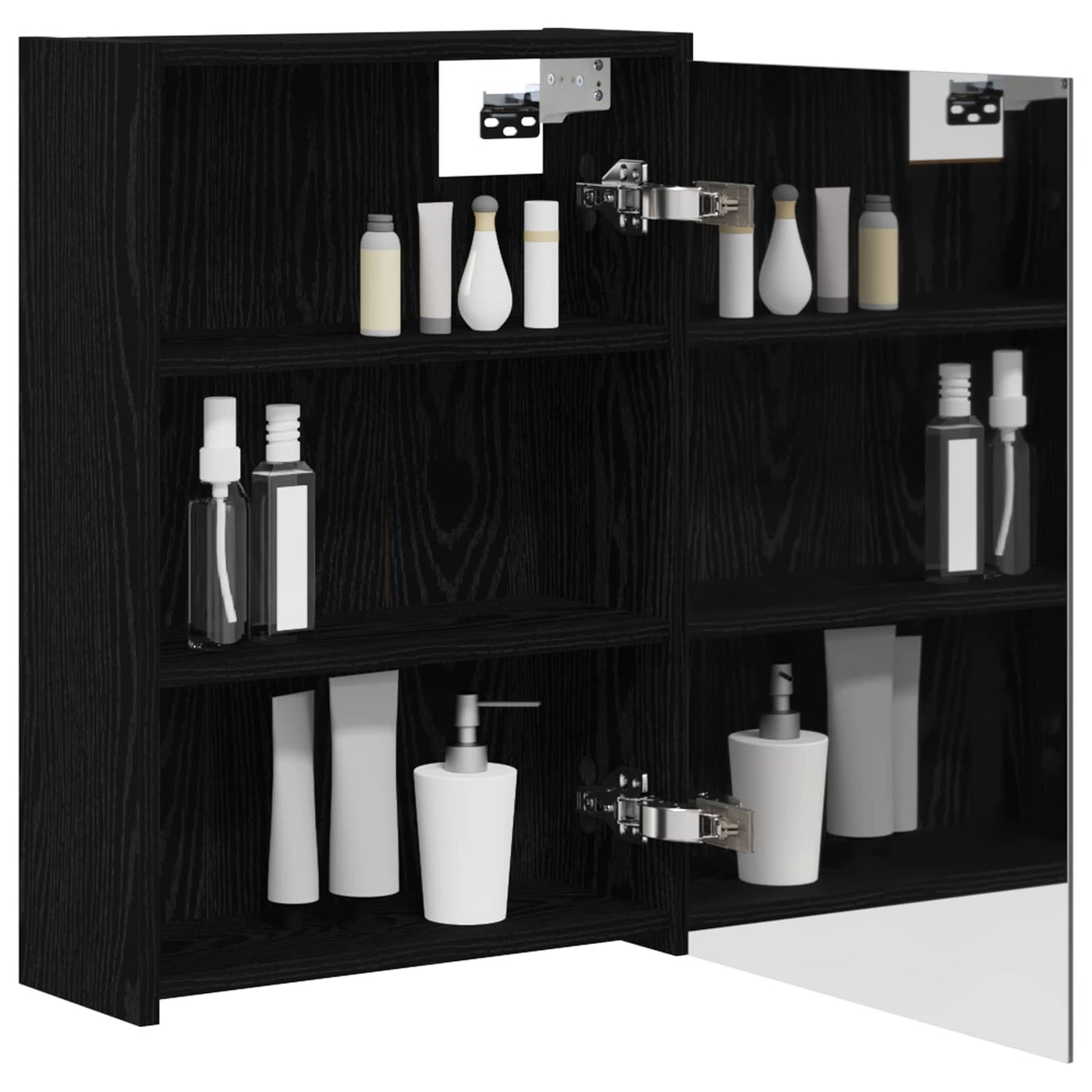 Baderomsspeilskap Svart Eik 43 x 16 x 62.5 cm Konstruert tre