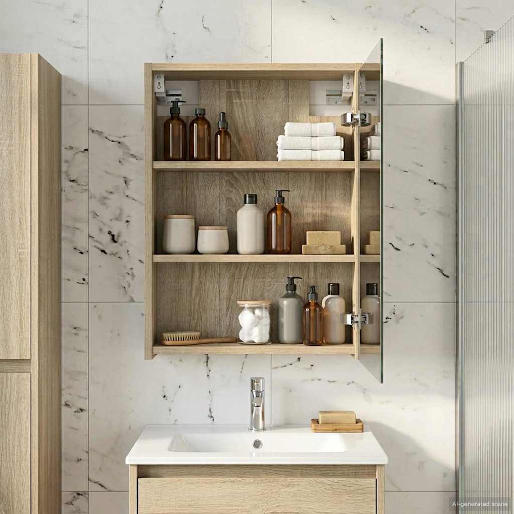 Baderomsspeilskap Sonoma eik 43 x 16 x 62.5 cm Konstruert tre