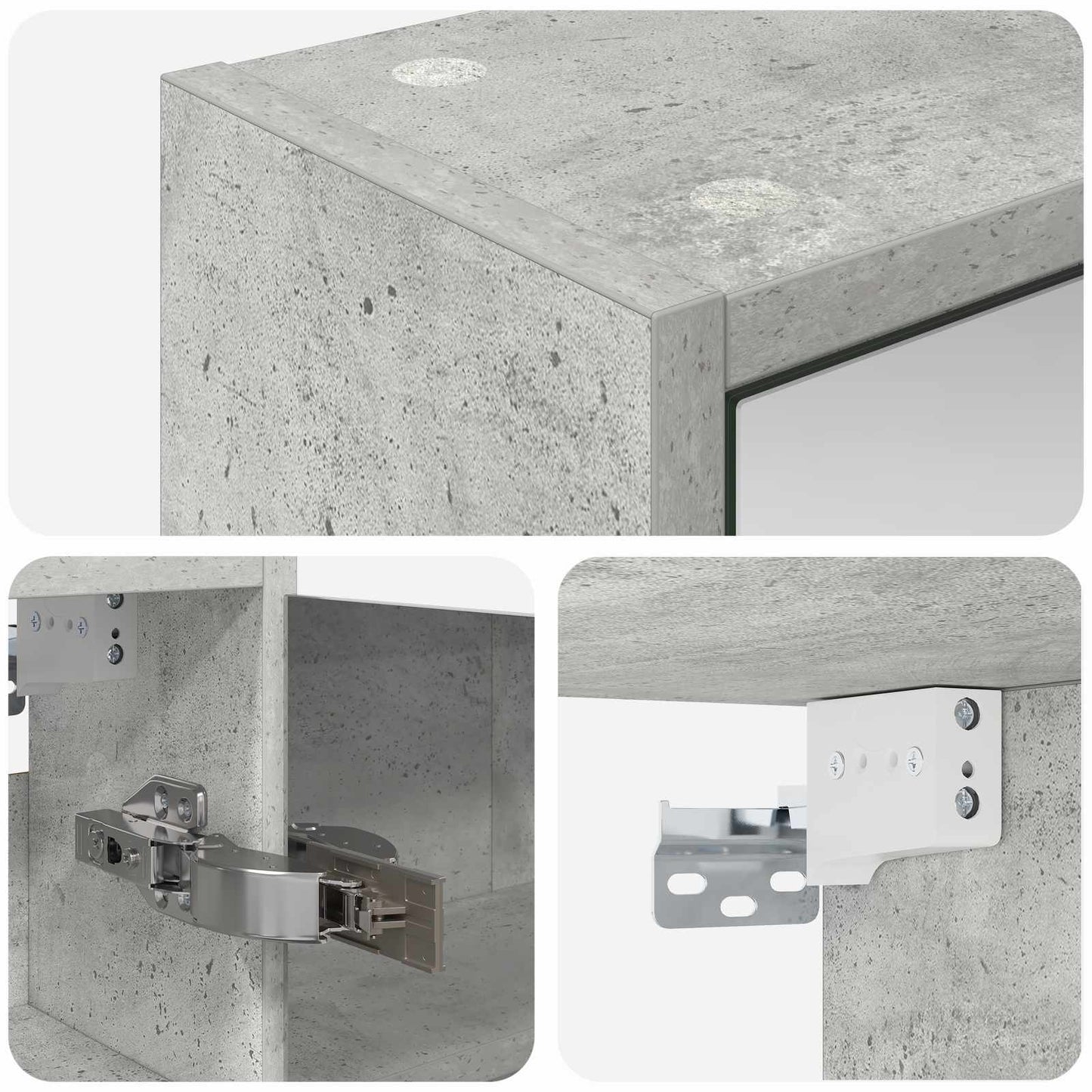 Baderomsspeilskap Betonggrå 43 x 16 x 62.5 cm Konstruert tre
