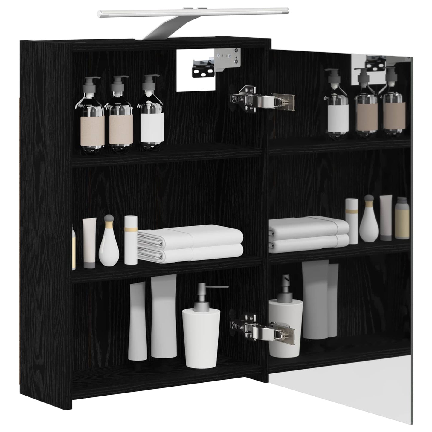 Baderomsspeilskap Svart Eik 43 x 16 x 62.5 cm Konstruert tre