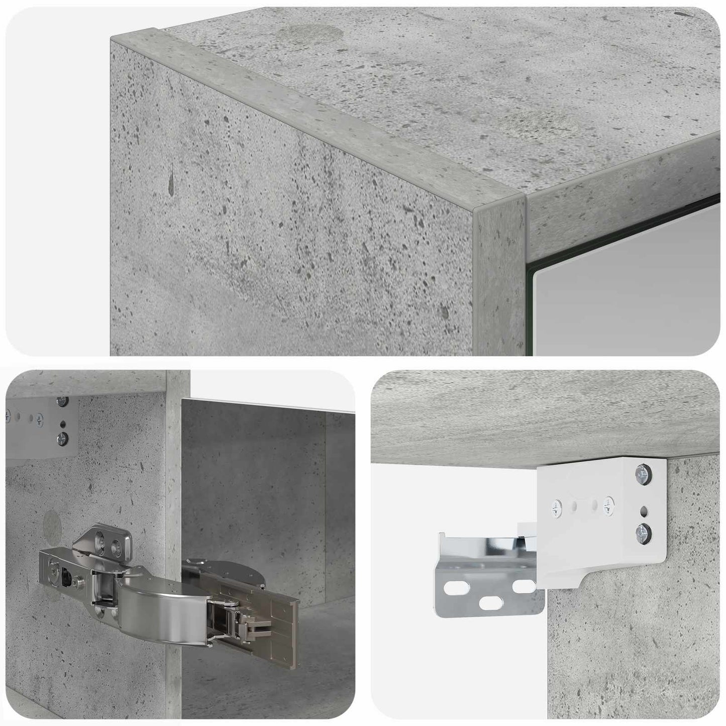 Baderomsspeilskap Betonggrå 43 x 16 x 62.5 cm Konstruert tre