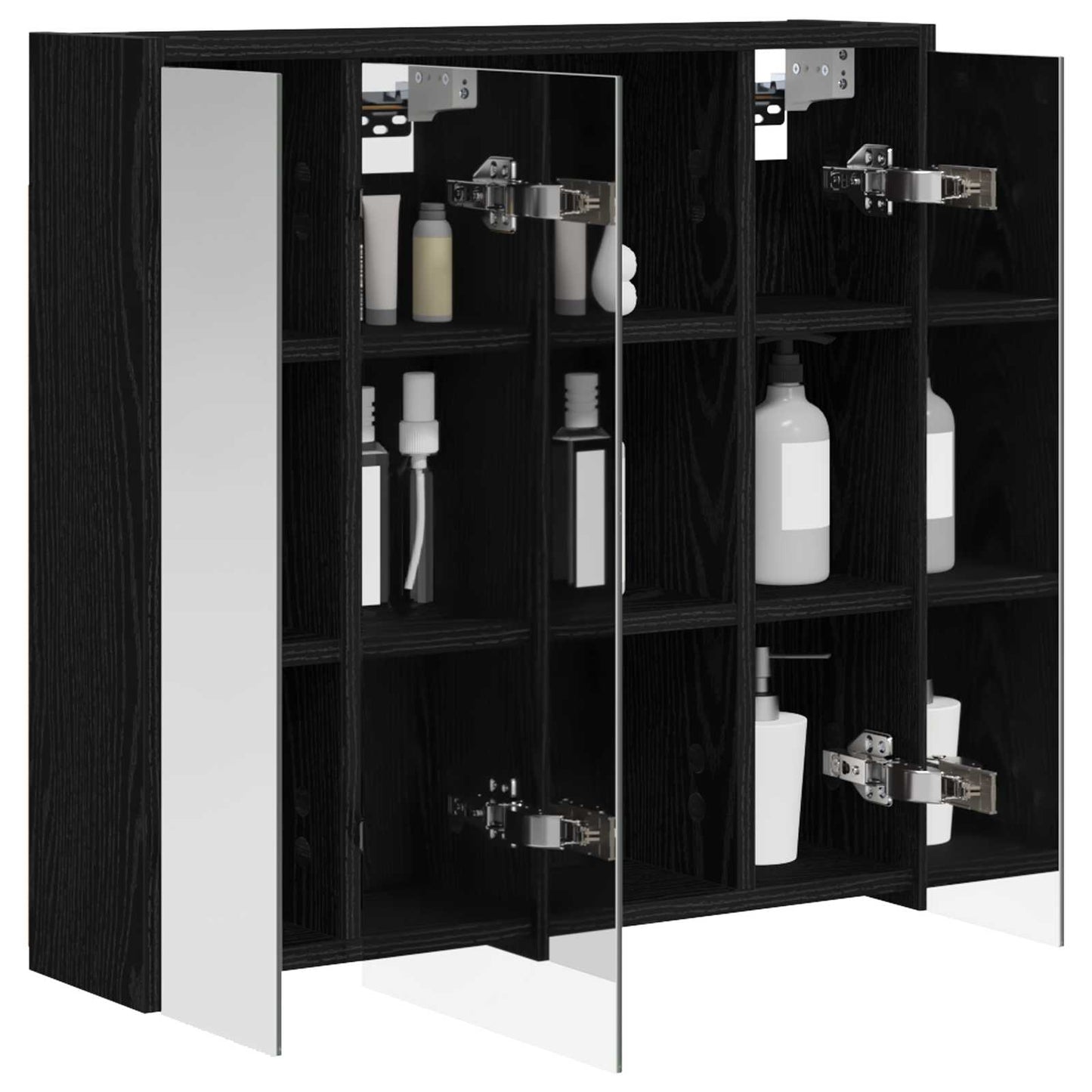 Baderomsspeilskap Svart Eik 63,5 x 16 x 62,5 cm Konstruert tre