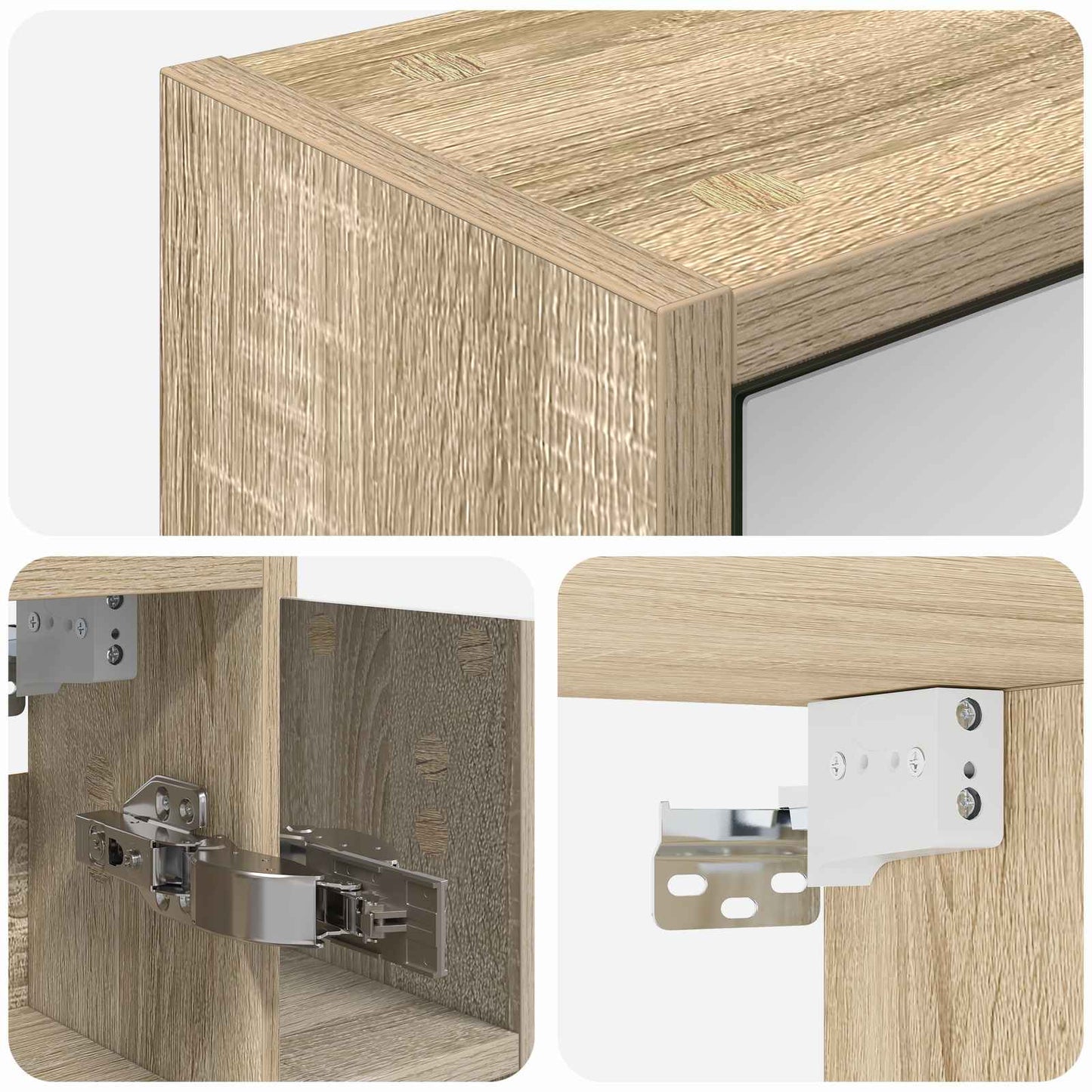 Baderomsspeilskap Sonoma eik 63,5 x 16 x 62,5 cm Konstruert tre
