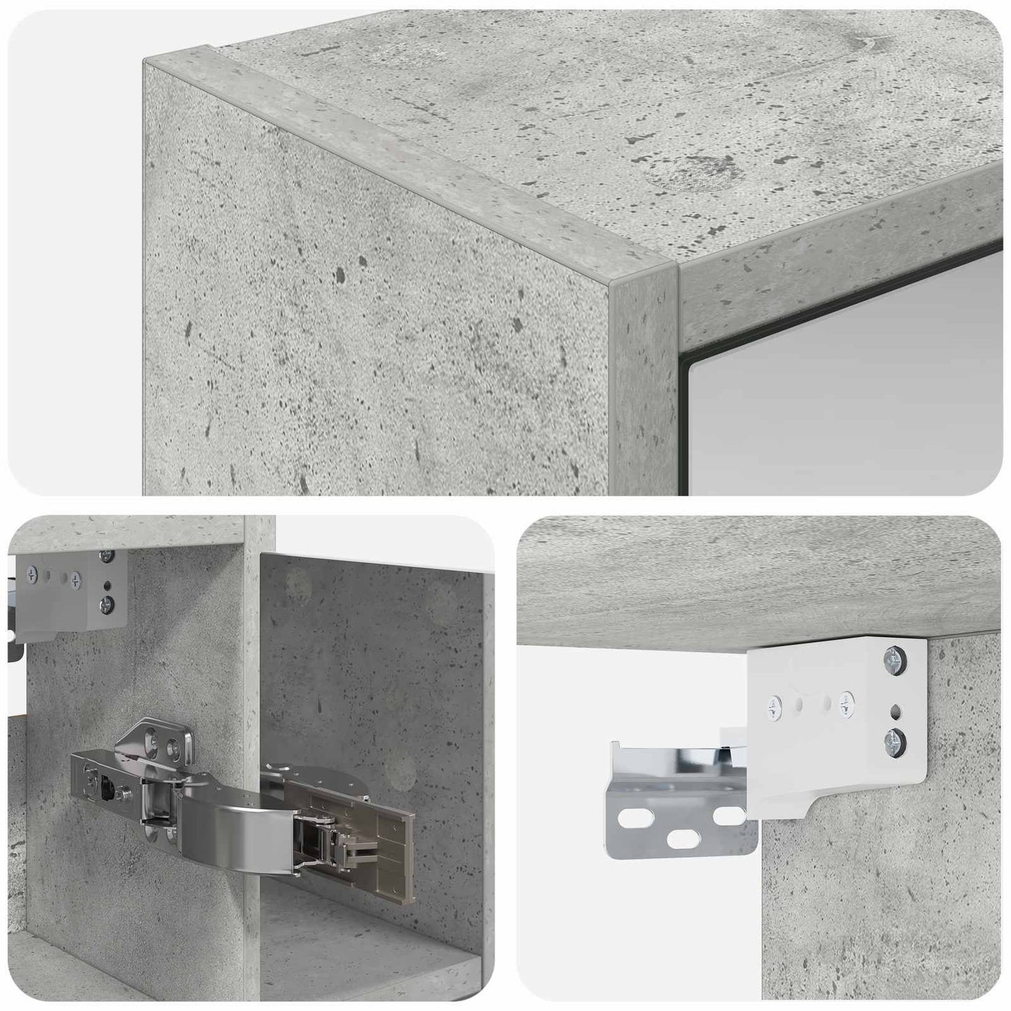 Baderomsspeilskap Betonggrå 63,5 x 16 x 62,5 cm Konstruert tre